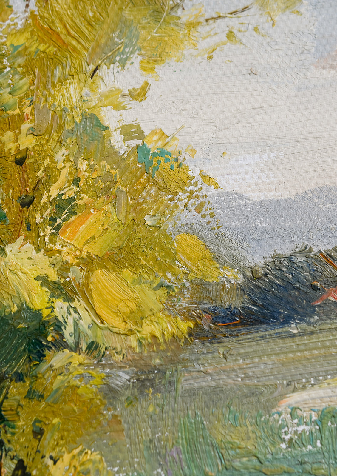 Framed Oil Landscape Painting, Meadow