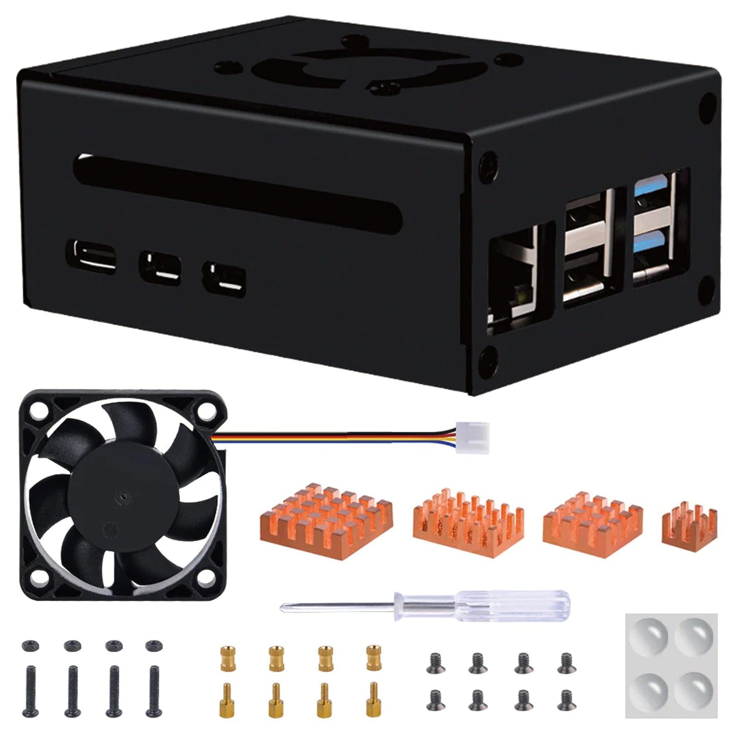Metal Case with 40mm Cooling Fan for Raspberry Pi 5