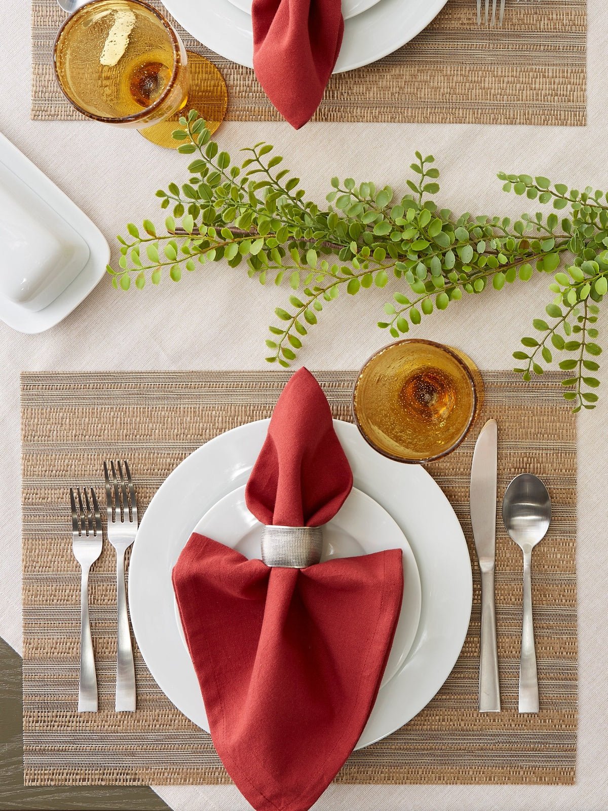 Metallic Gold Pvc Basketweave Placemats, Set Of 6