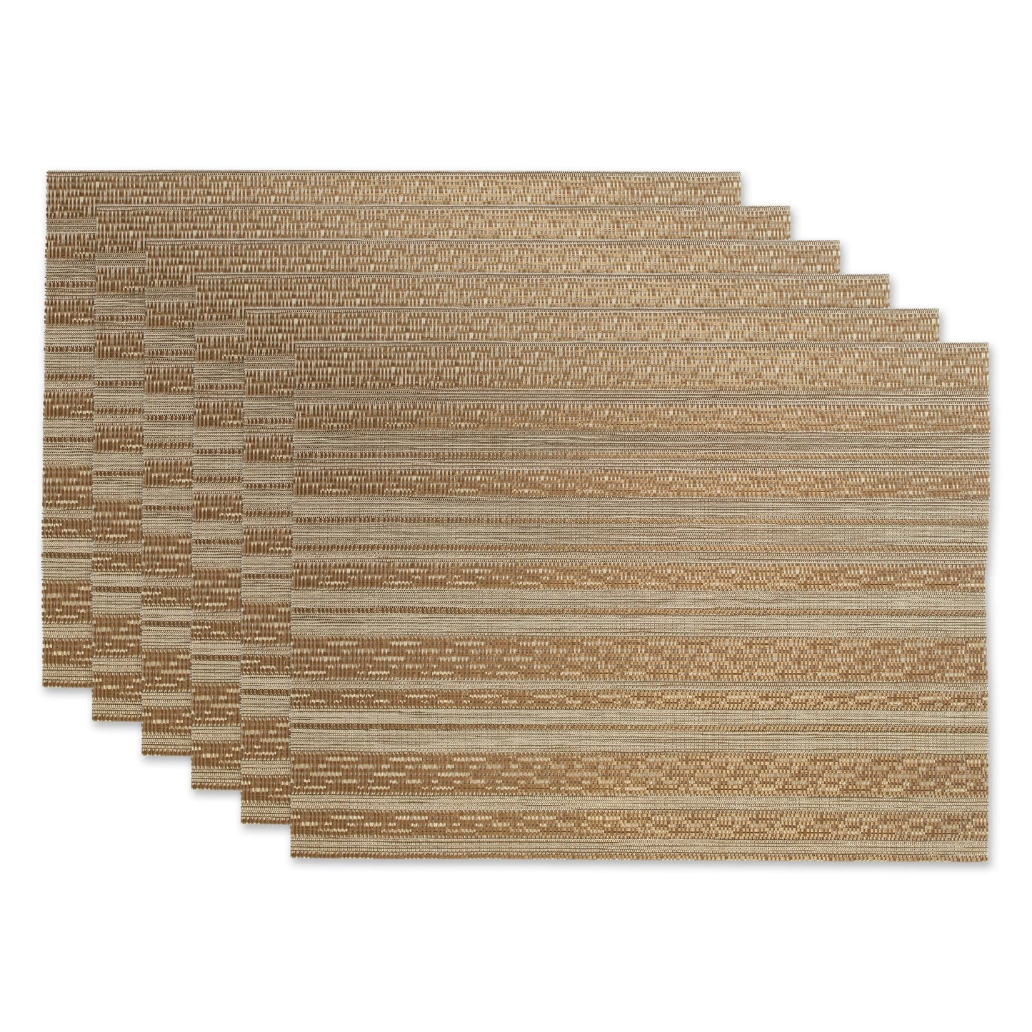 Metallic Gold Pvc Basketweave Placemats, Set Of 6