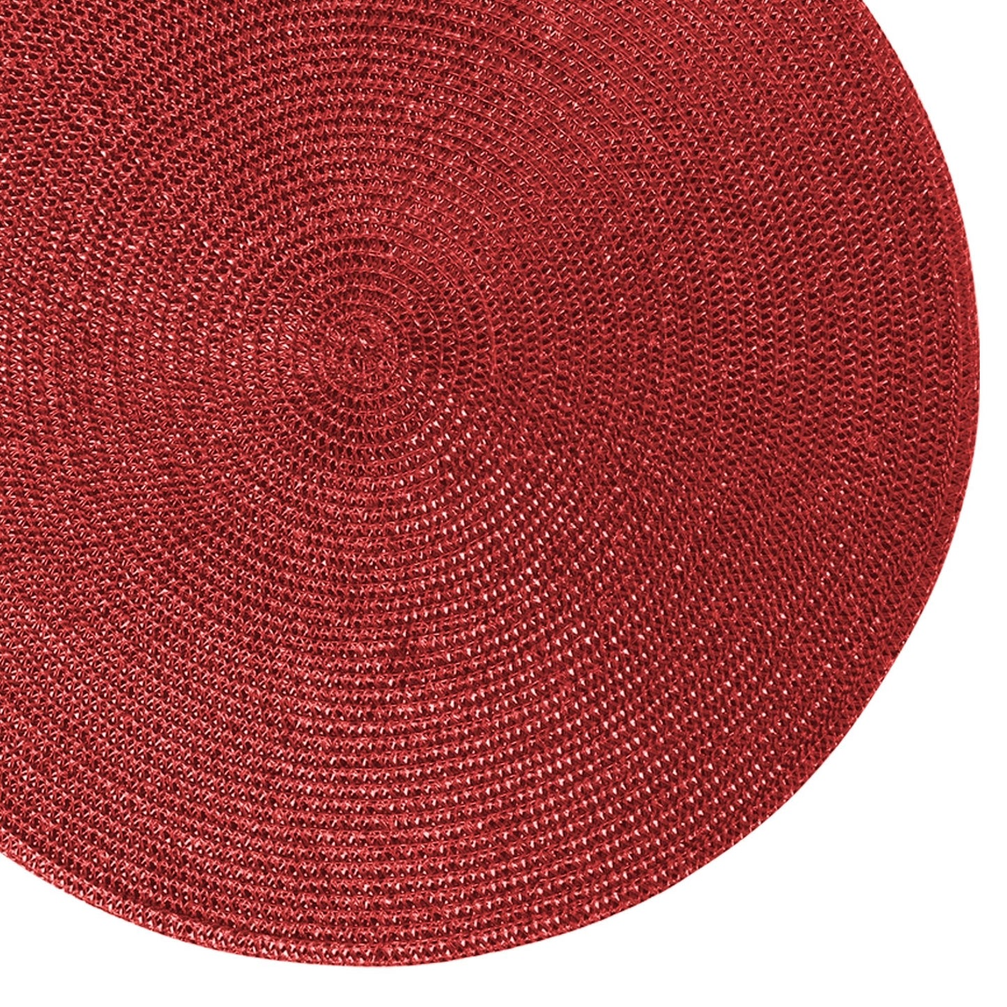 Metallic Red Round Woven Placemats, Set Of 6