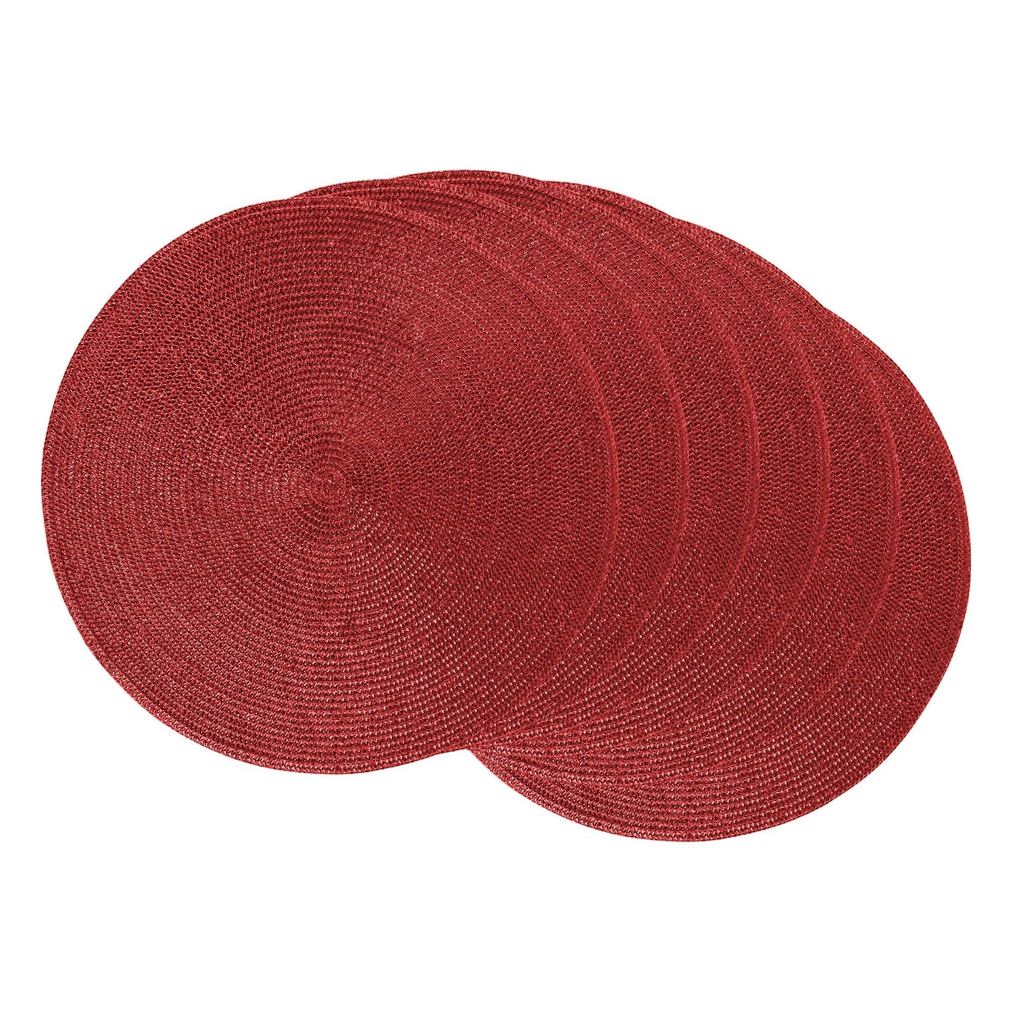 Metallic Red Round Woven Placemats, Set Of 6
