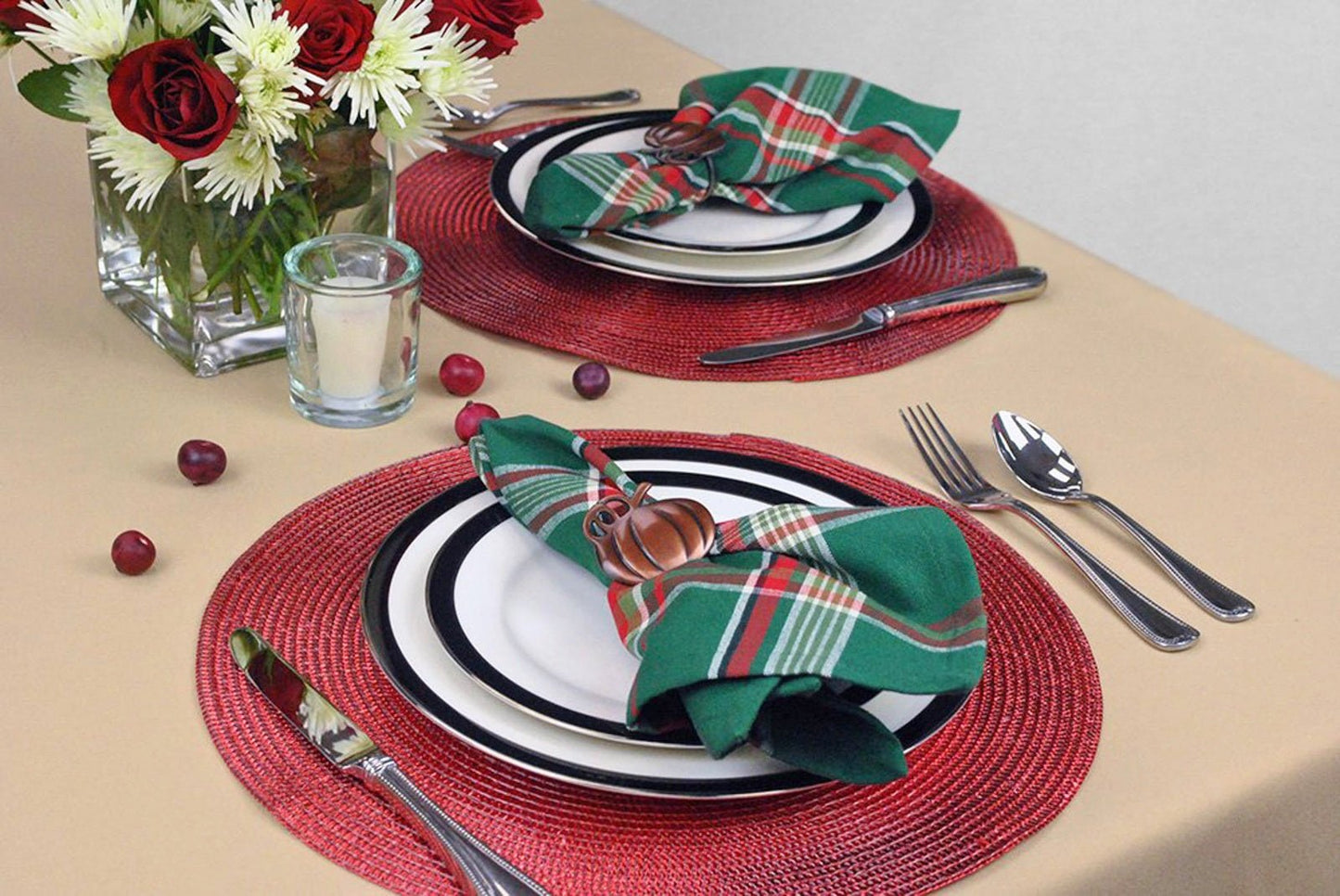 Metallic Red Round Woven Placemats, Set Of 6