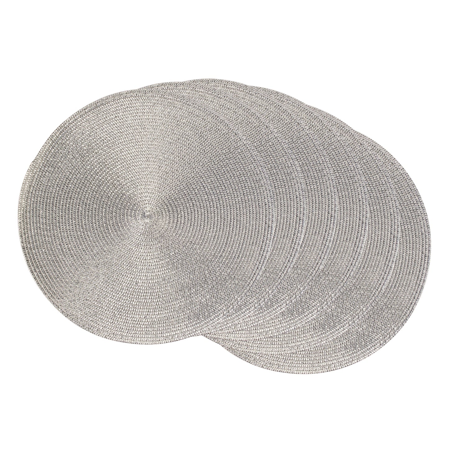 Metallic Silver Round Woven Placemats, Set Of 6