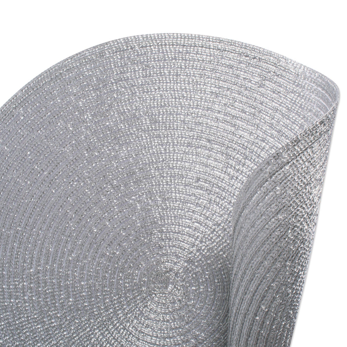 Metallic Silver Round Woven Placemats, Set Of 6