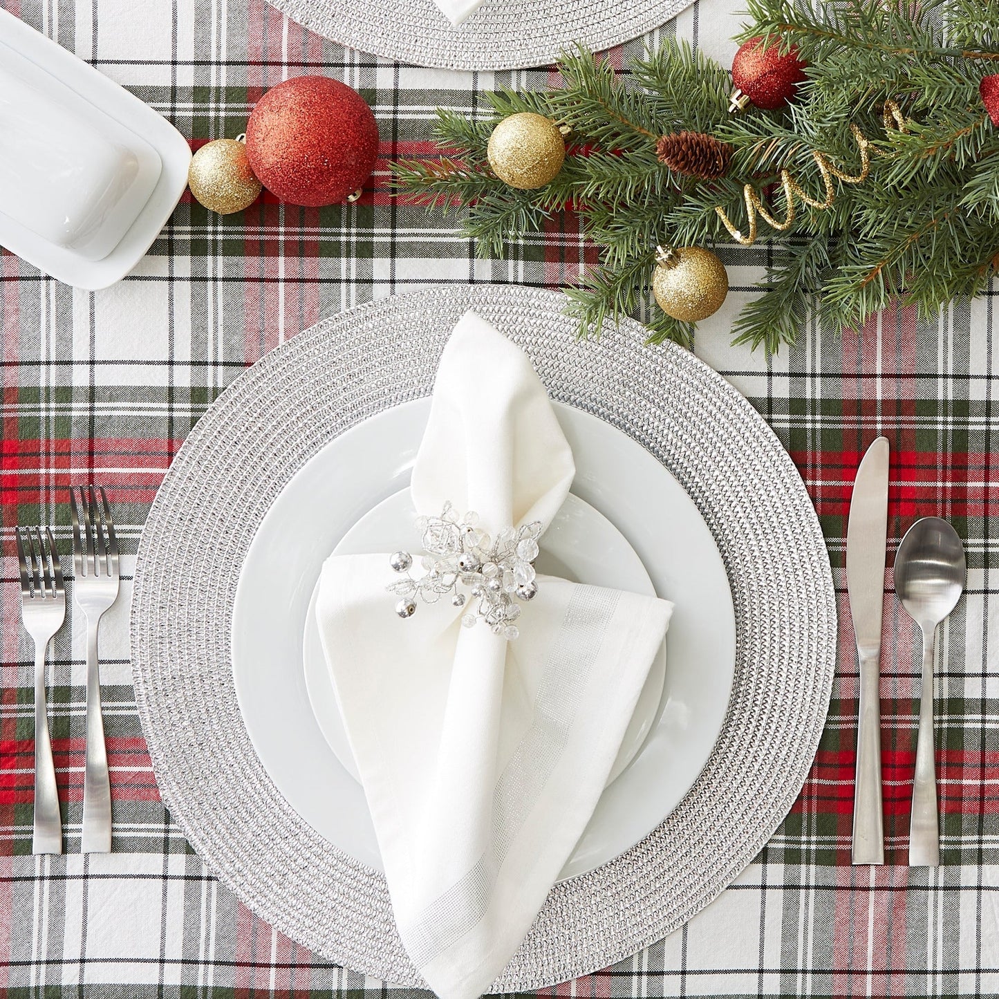 Metallic Silver Round Woven Placemats, Set Of 6