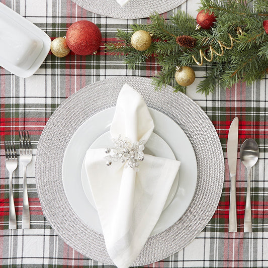 Metallic Silver Round Woven Placemats, Set Of 6
