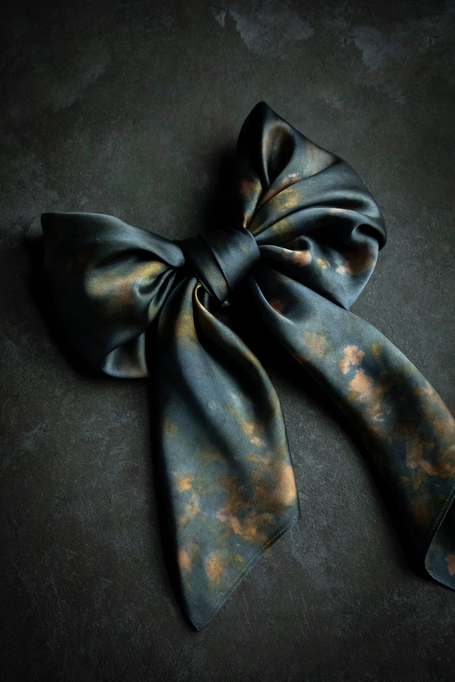 Botanical Print Pure Silk Scarf / Midnight