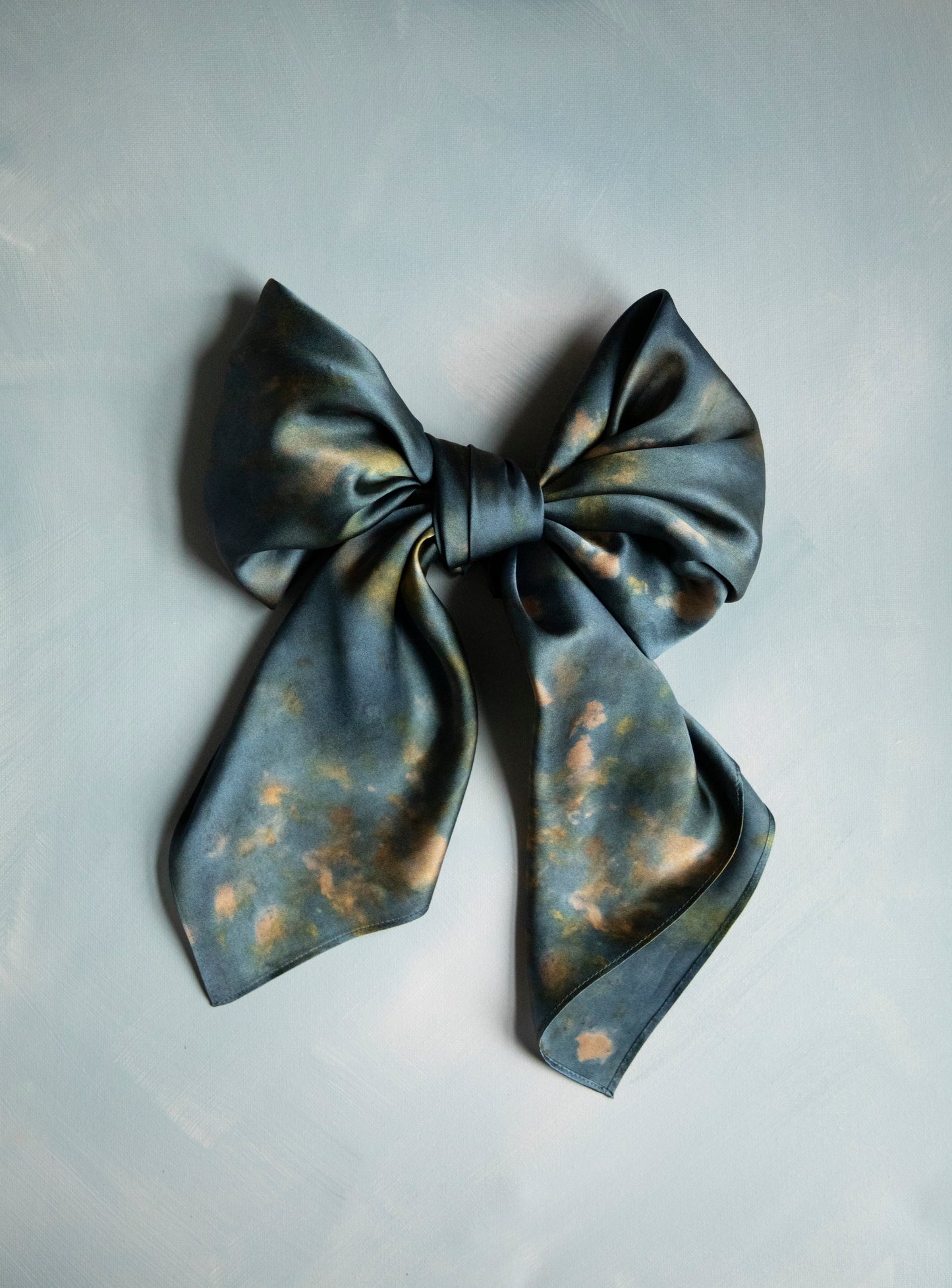 Botanical Print Pure Silk Scarf / Midnight