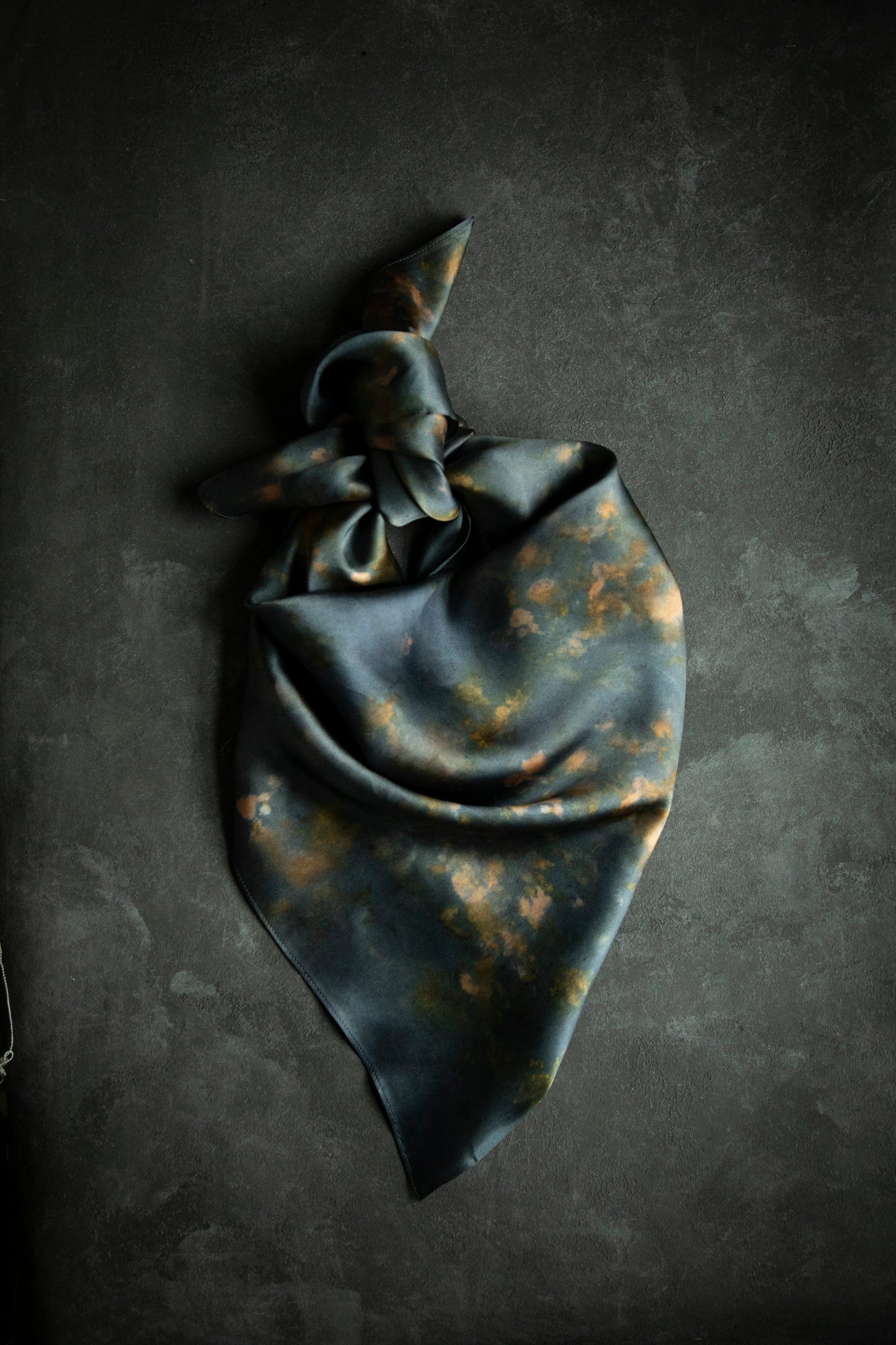 Botanical Print Pure Silk Scarf / Midnight