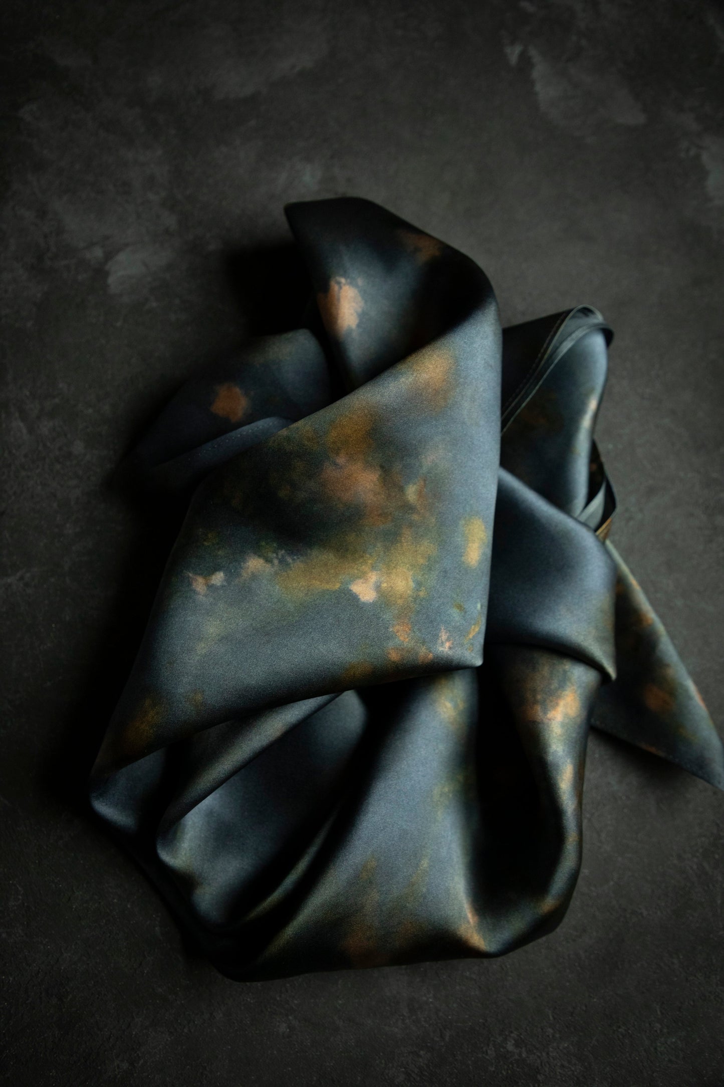 Botanical Print Pure Silk Scarf / Midnight