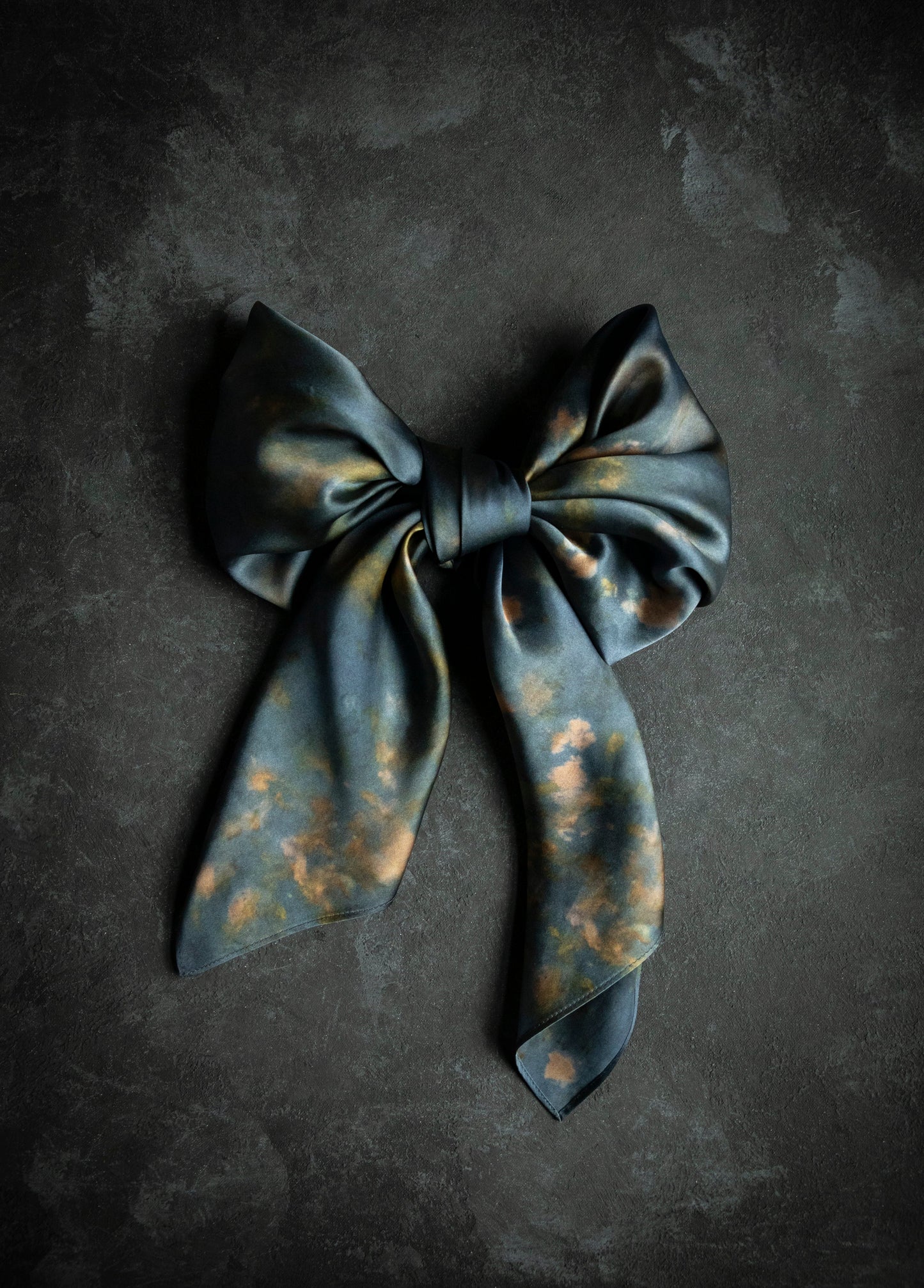 Botanical Print Pure Silk Scarf / Midnight