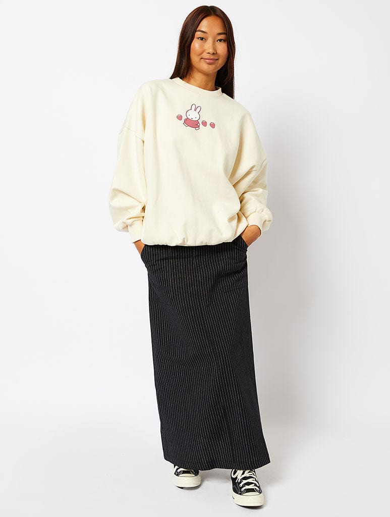 Miffy x Skinnydip Strawberry Sweatshirt in Ecru