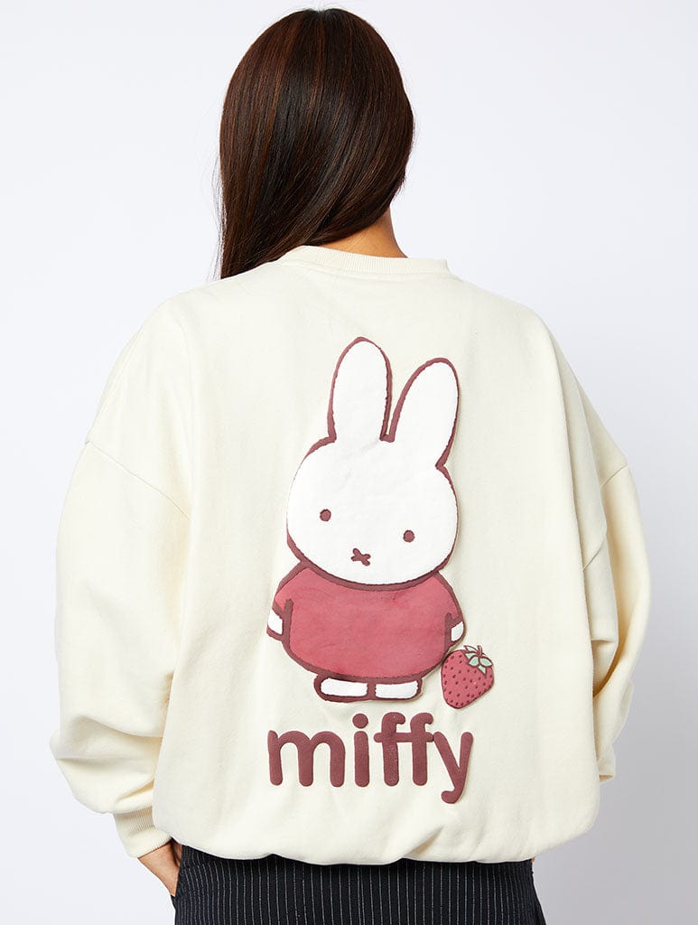 Miffy x Skinnydip Strawberry Sweatshirt in Ecru