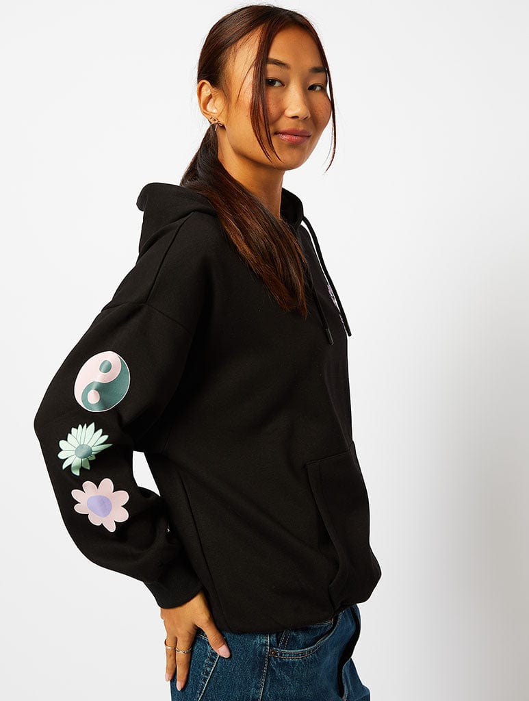 Mind Your Own Vibe Hoodie in Black