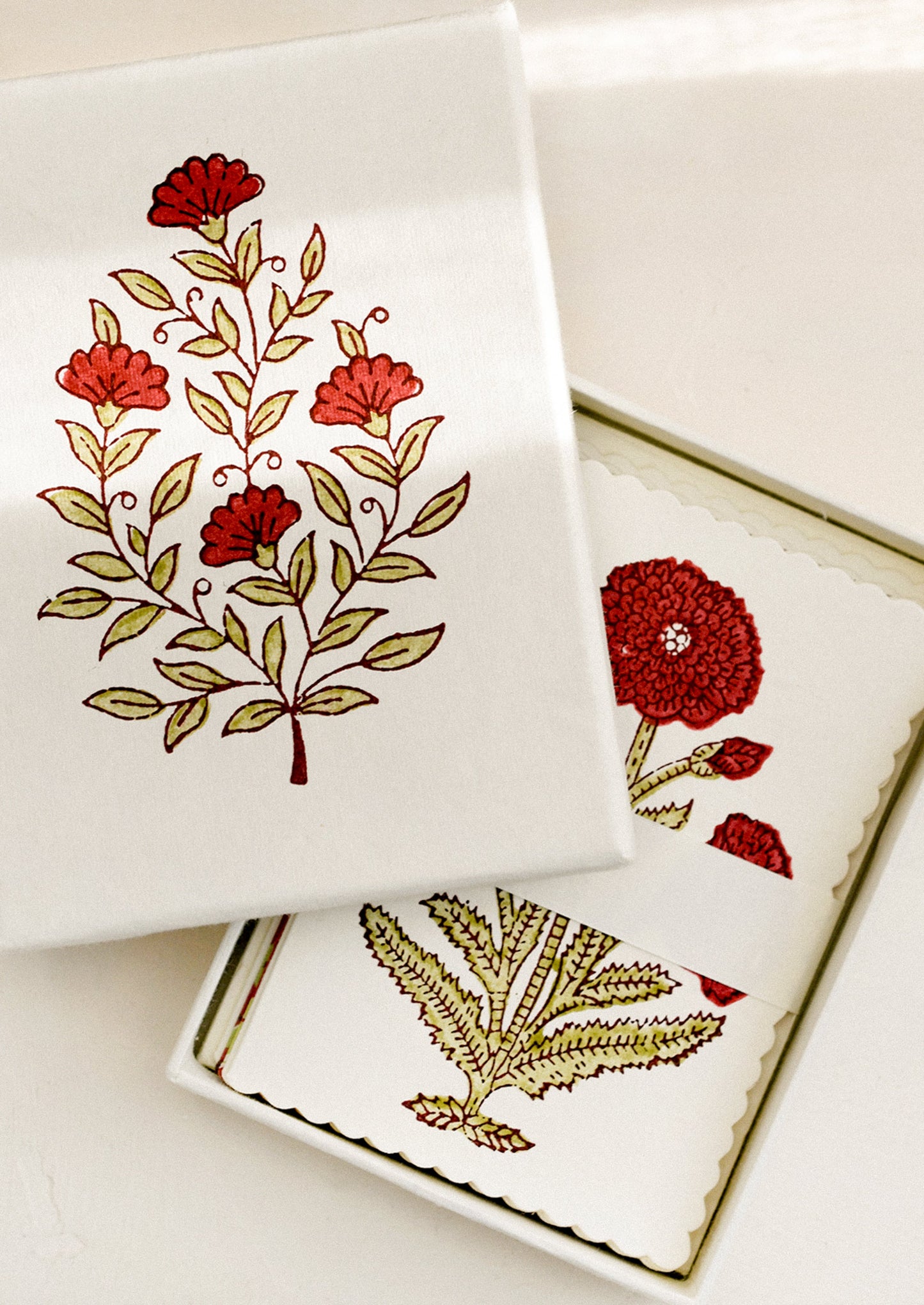 Block Printed Card Set with Gift Box