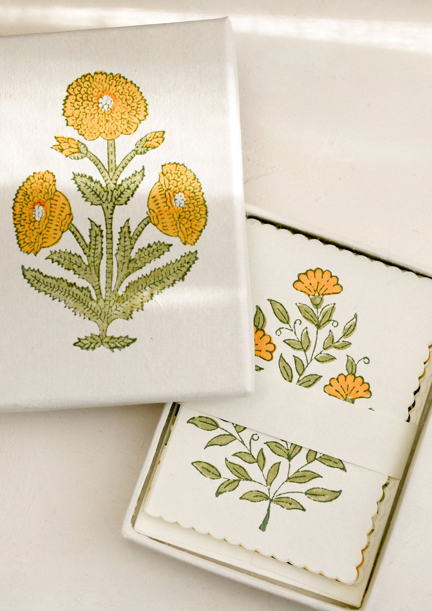 Block Printed Card Set with Gift Box