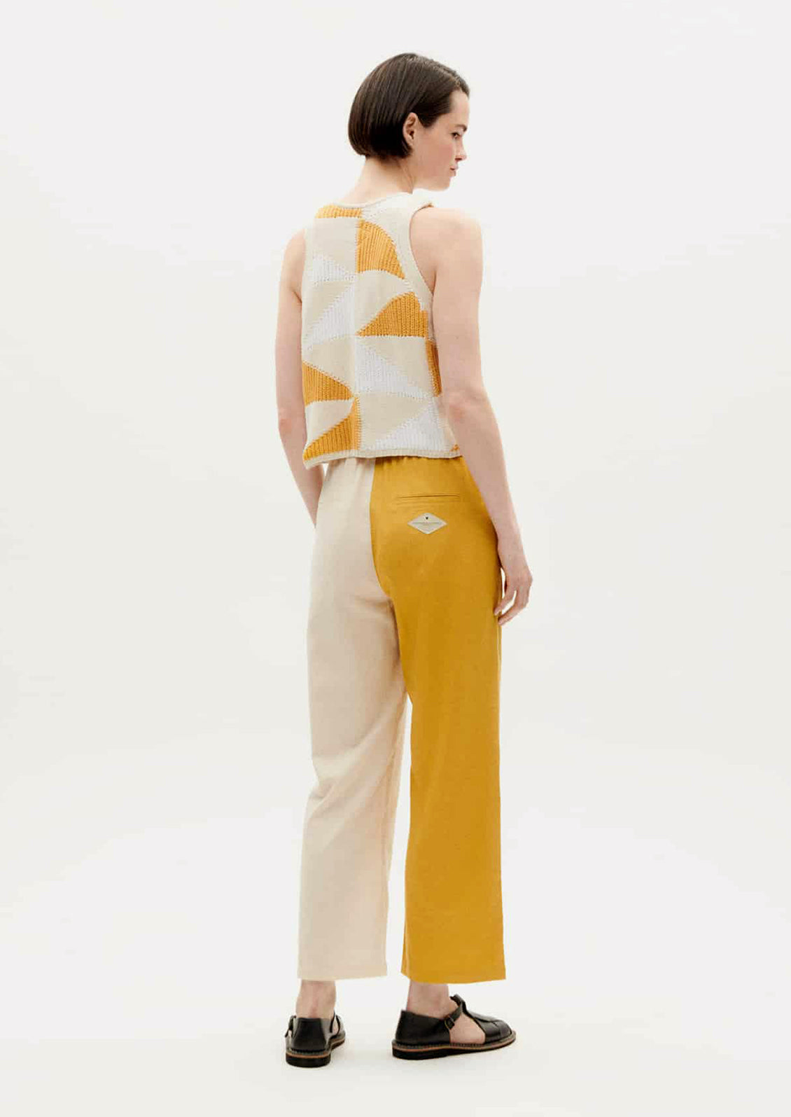 Mariam Pants in Yellow Patched