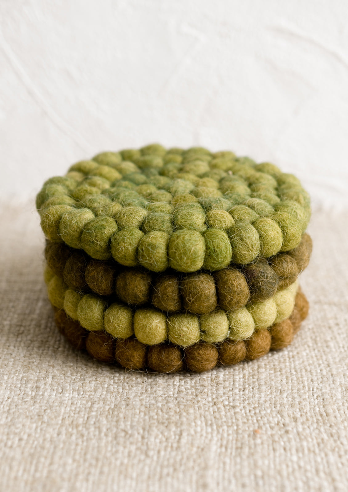 Mixed Greens Wool Coaster Set