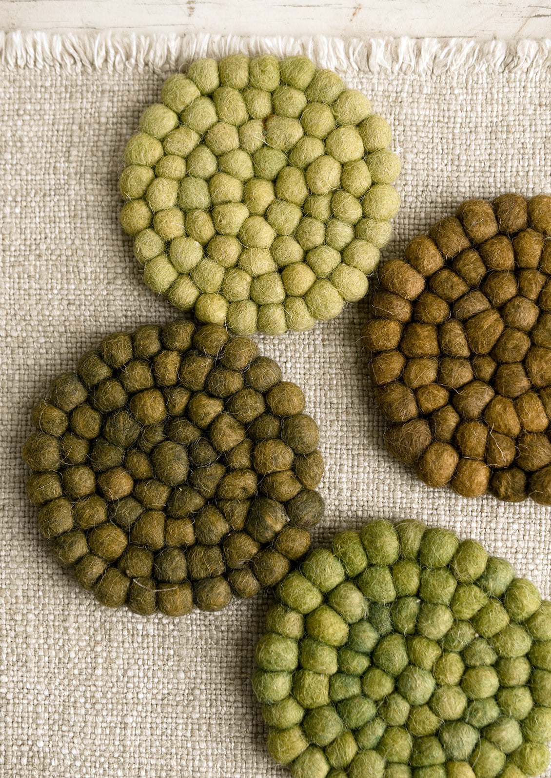 Mixed Greens Wool Coaster Set