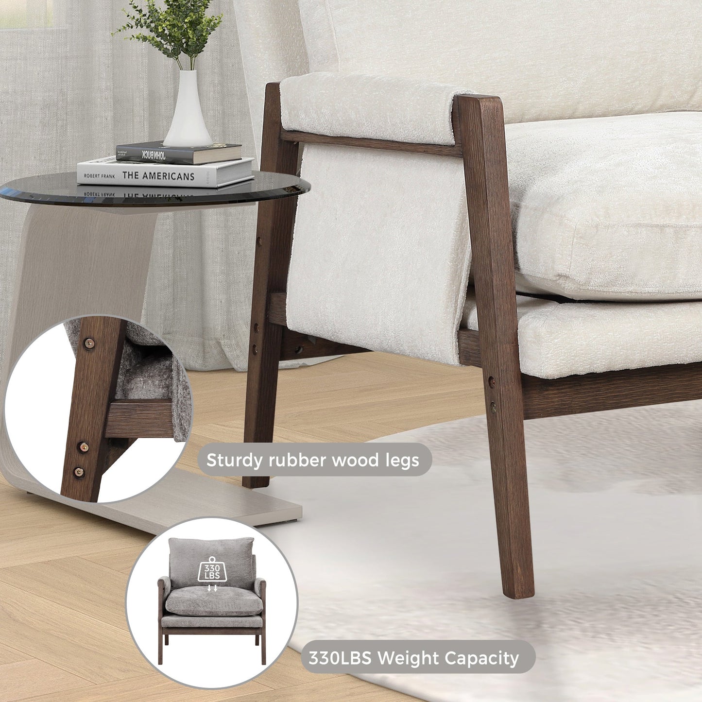 Modern Accent Chair with Thick Seat Cushion