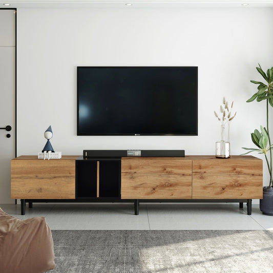 Modern TV Stand for 80'' TV with 3 Doors