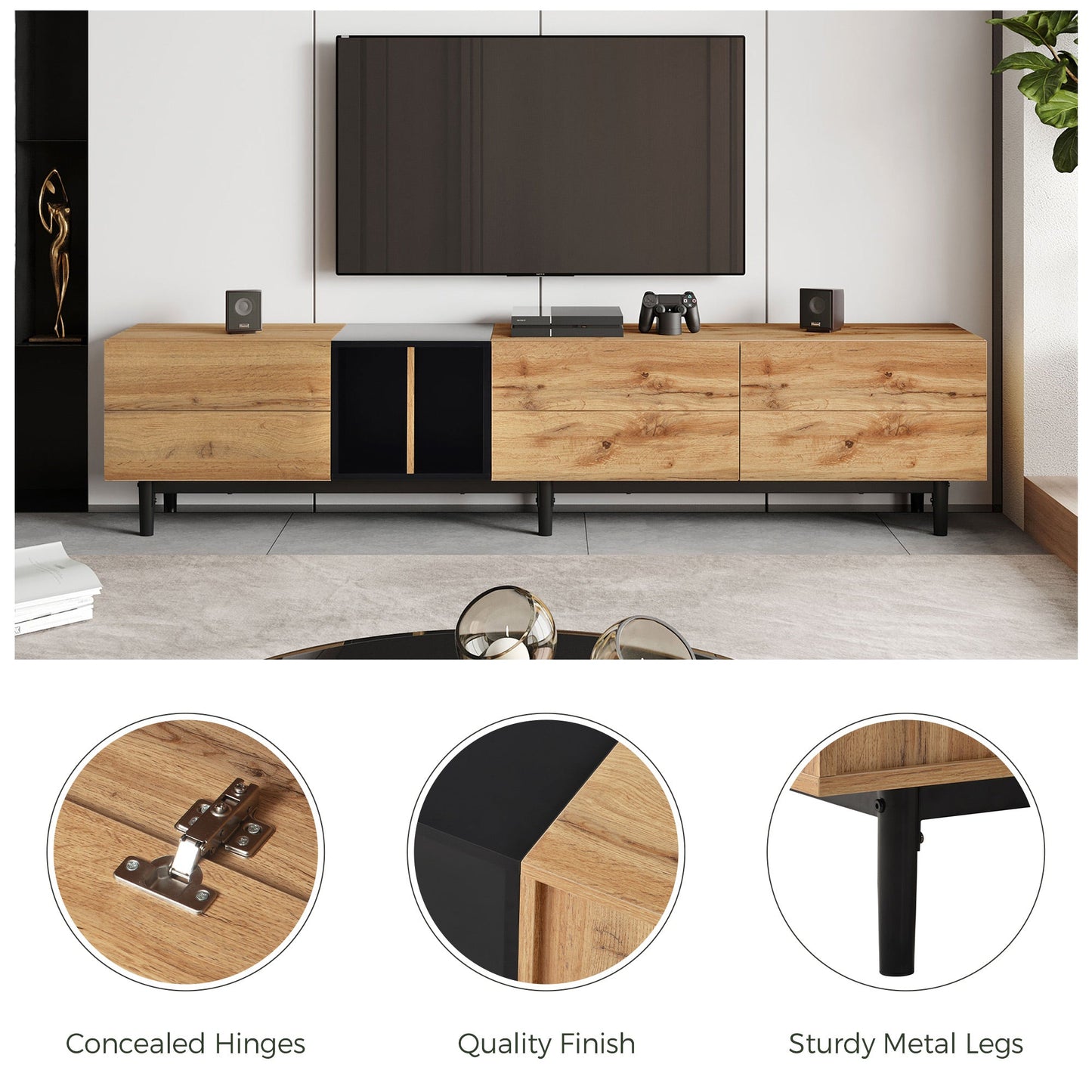 Modern TV Stand for 80'' TV with 3 Doors