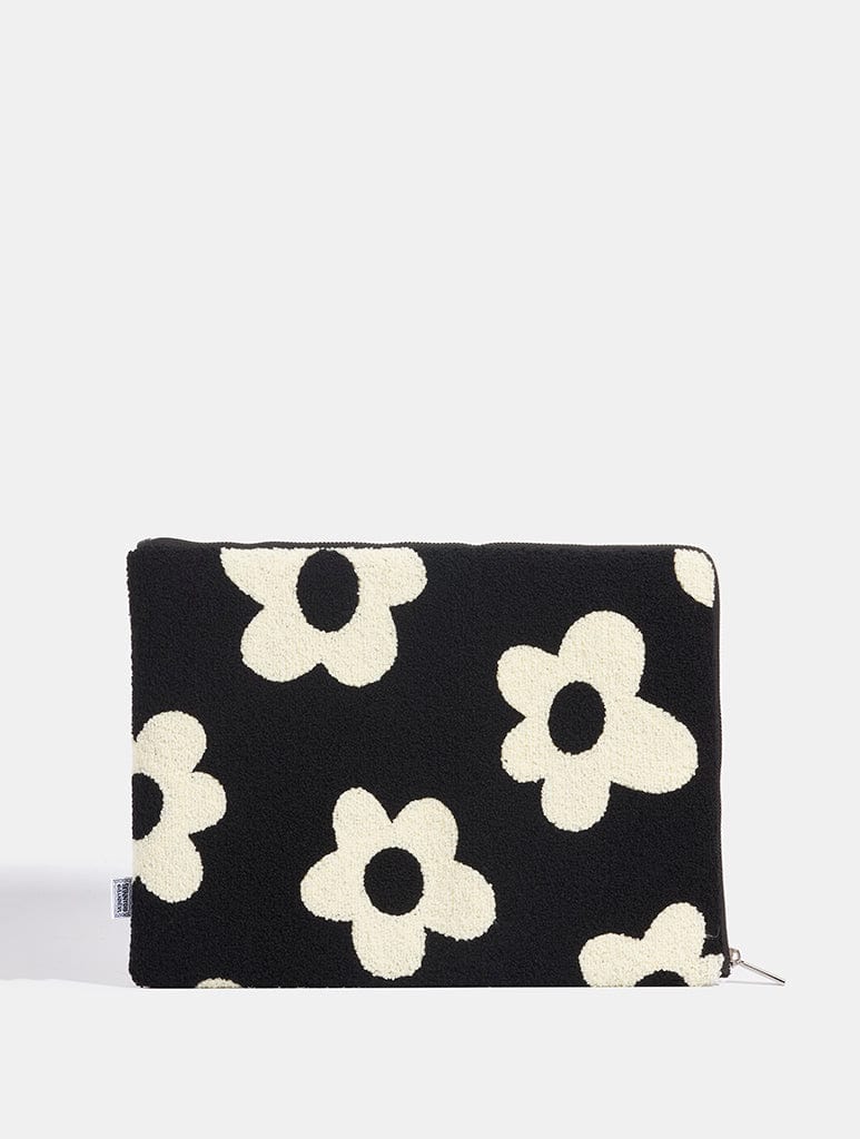 Monochrome Daisy Fuzzy Laptop Case