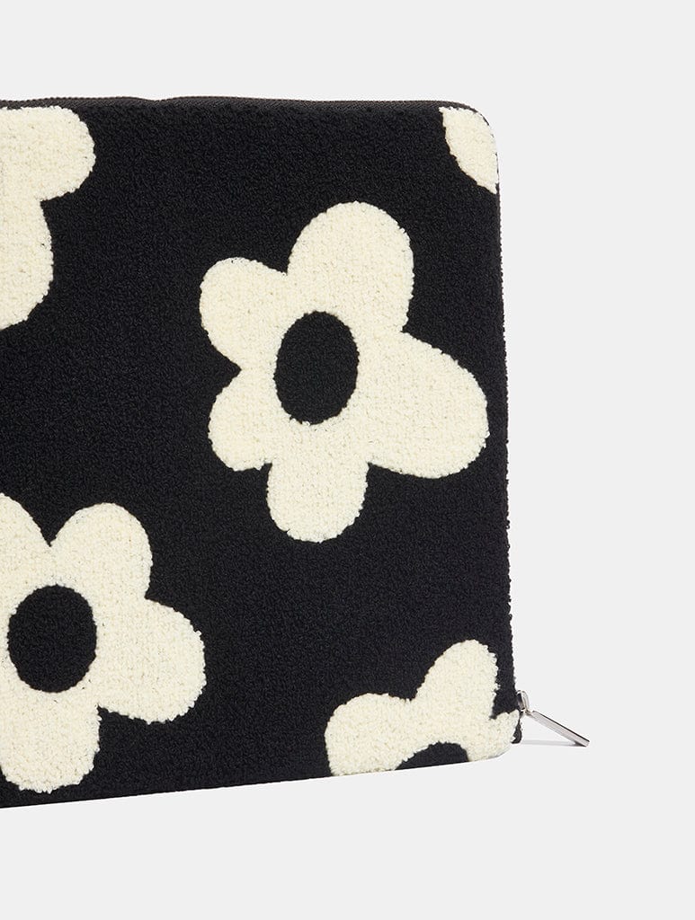 Monochrome Daisy Fuzzy Laptop Case