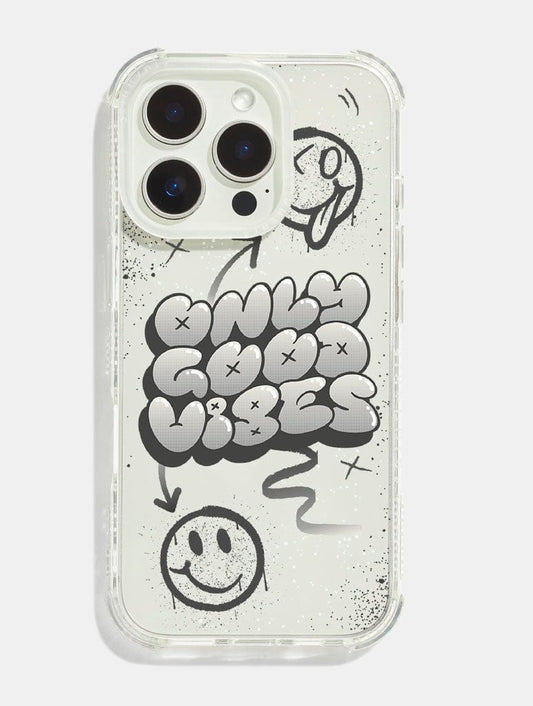Monochrome Only Good Vibes Shock iPhone Case