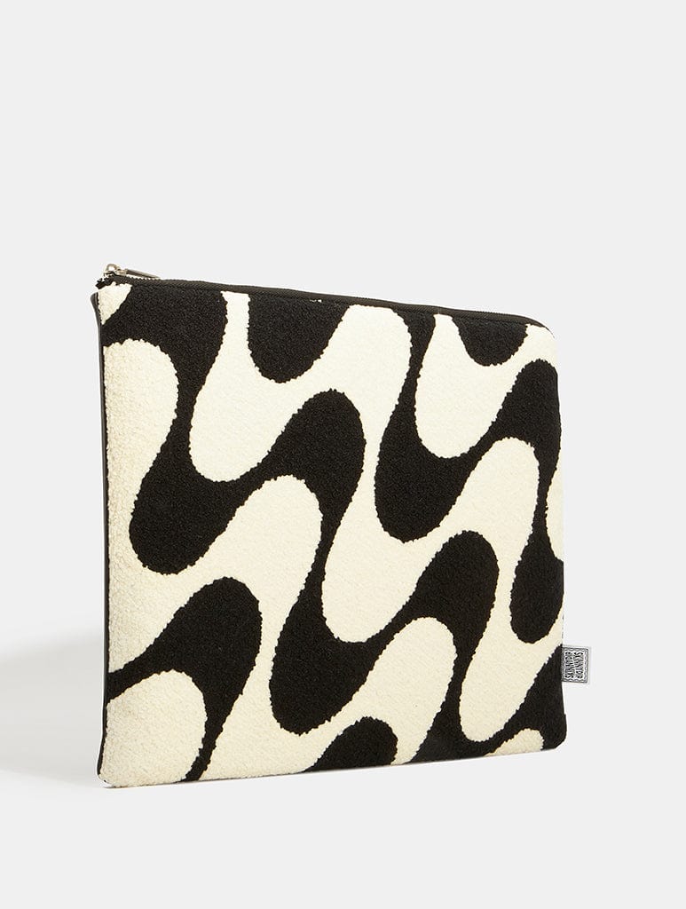 Monochrome Wave Fuzzy Laptop Case