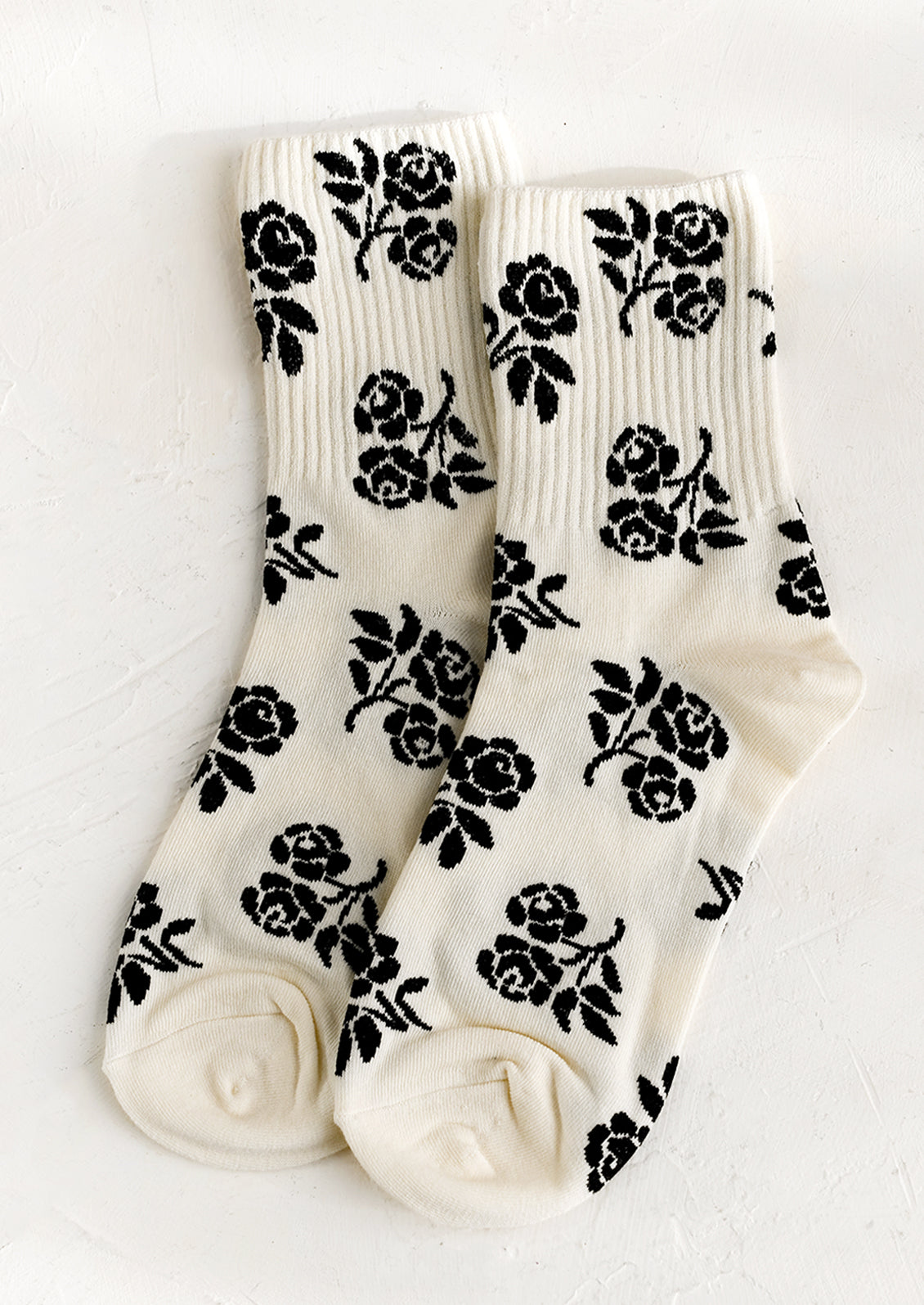Monochrome Floral Socks