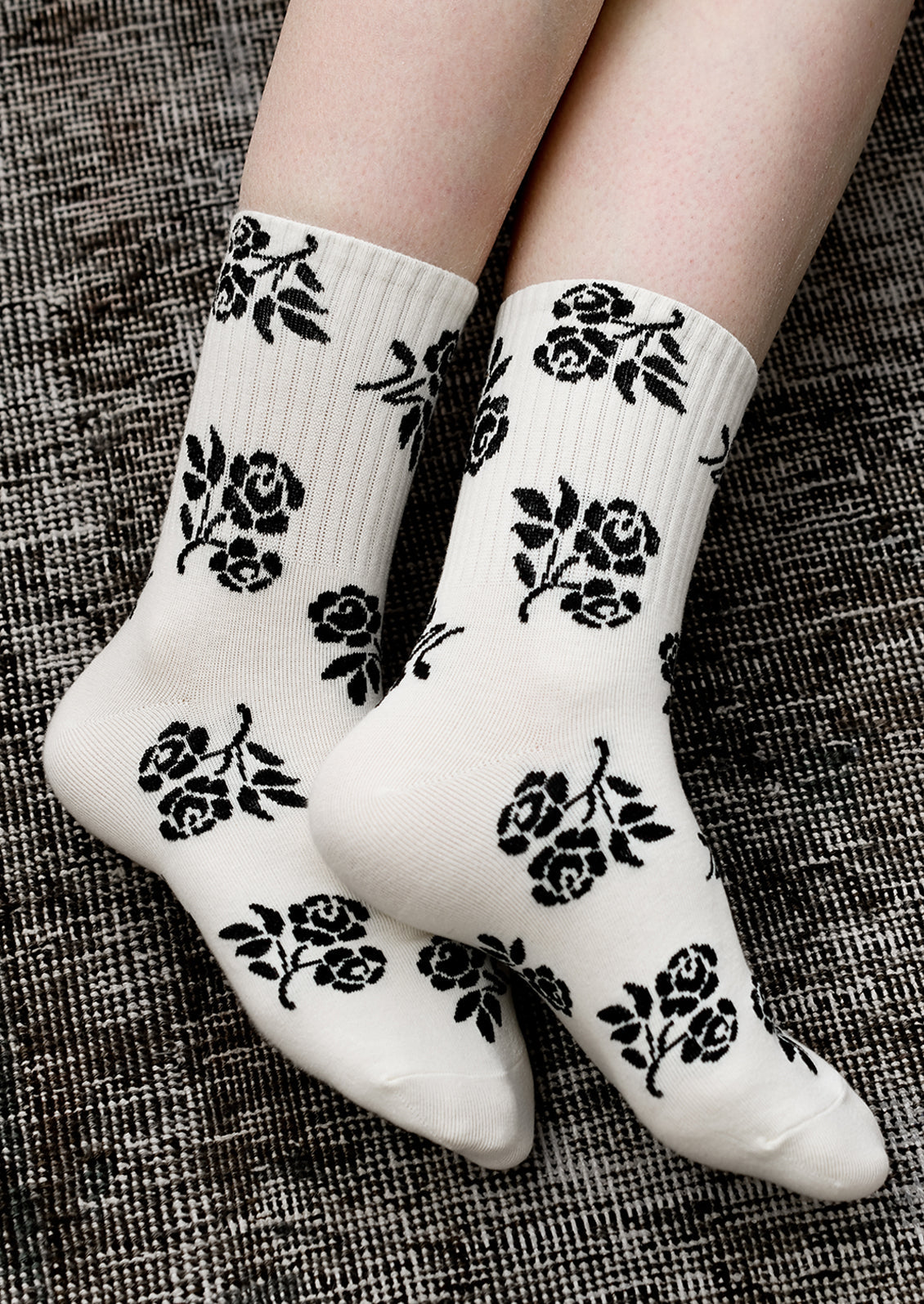 Monochrome Floral Socks