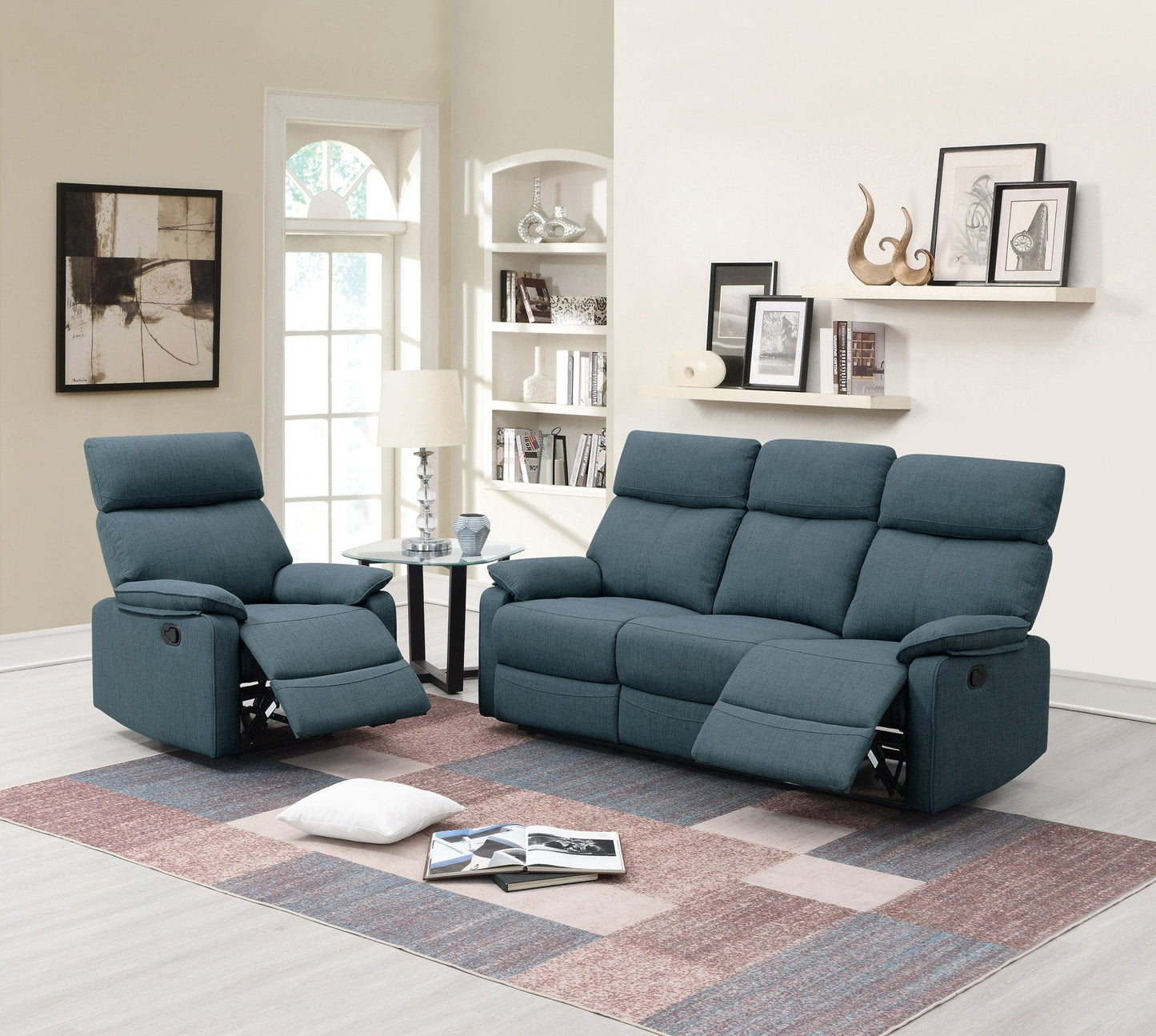Motion Recliner Chair with Burlap Fabric Upholstered