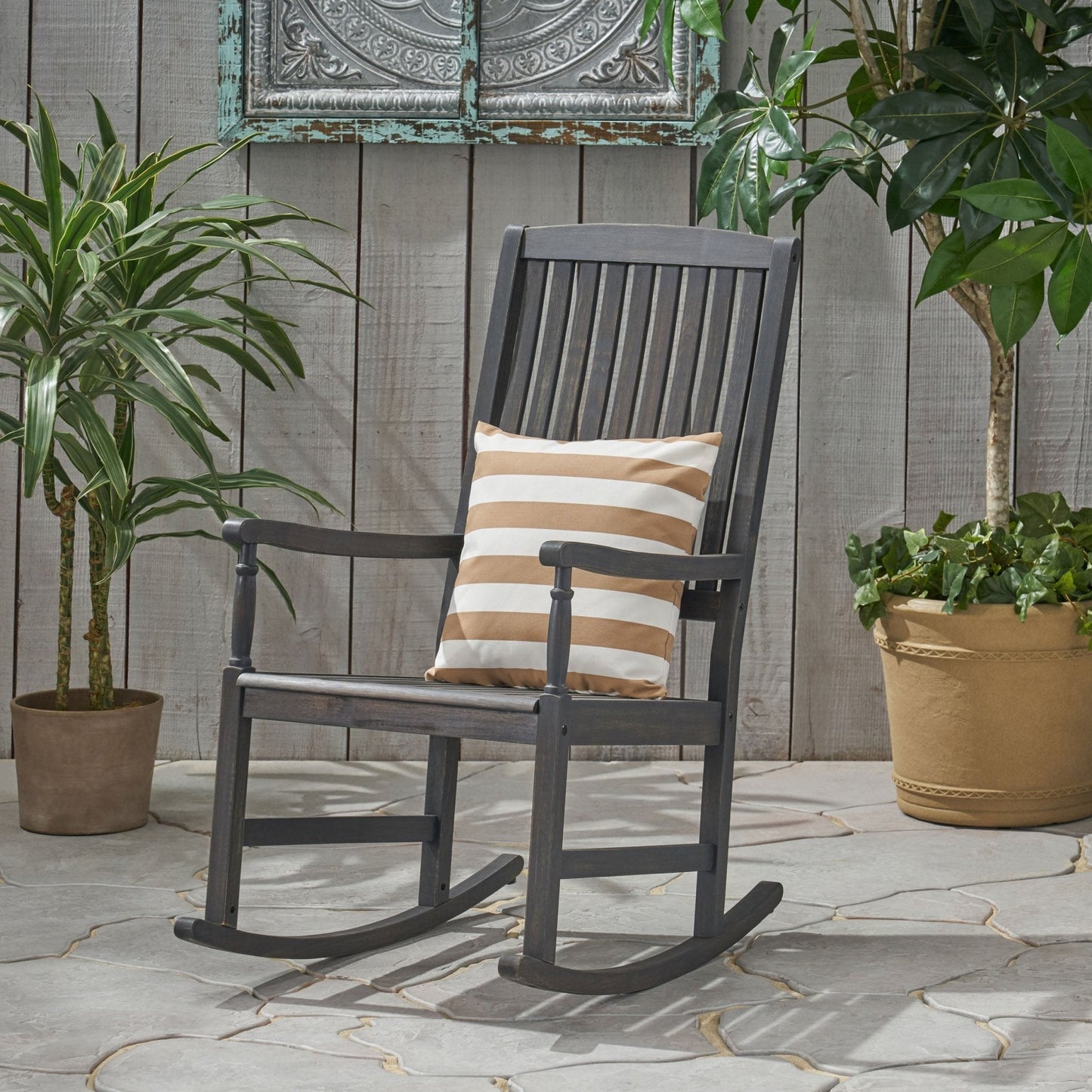 Muse Outdoor Acacia Rocking Chair with Slat Design