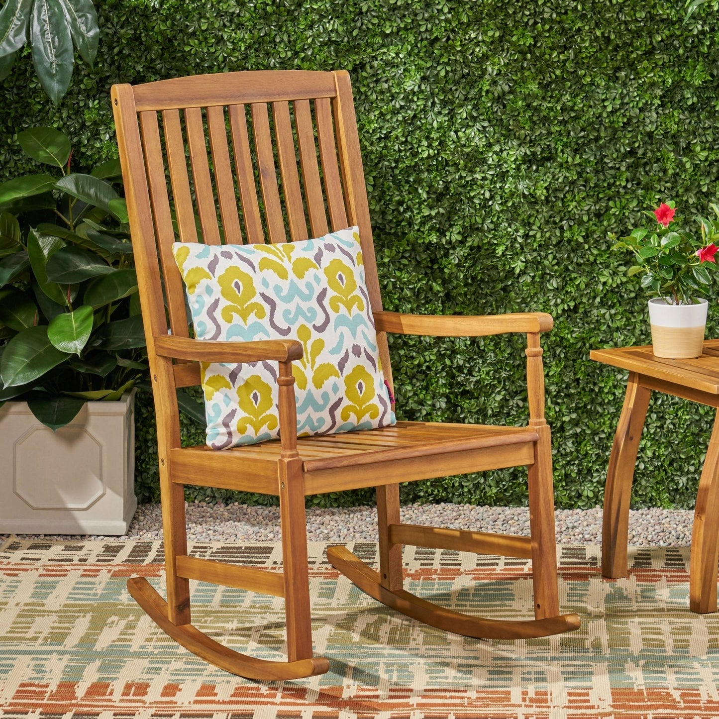 Muse Outdoor Acacia Rocking Chair with Slat Design