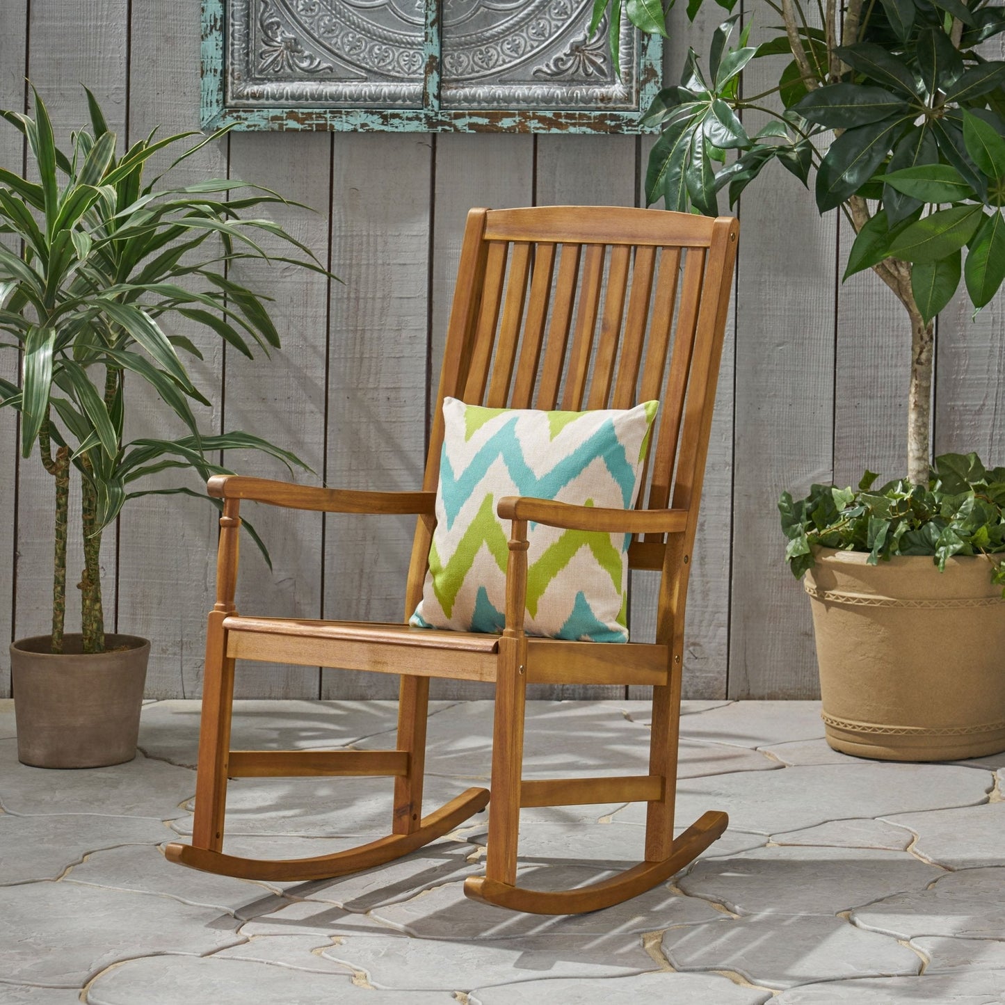Muse Outdoor Acacia Rocking Chair with Slat Design