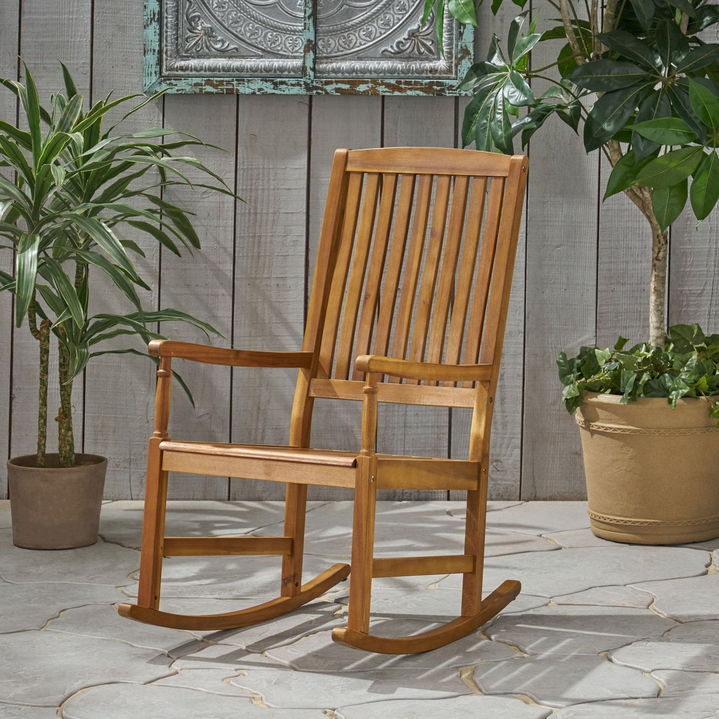 Muse Outdoor Acacia Rocking Chair with Slat Design