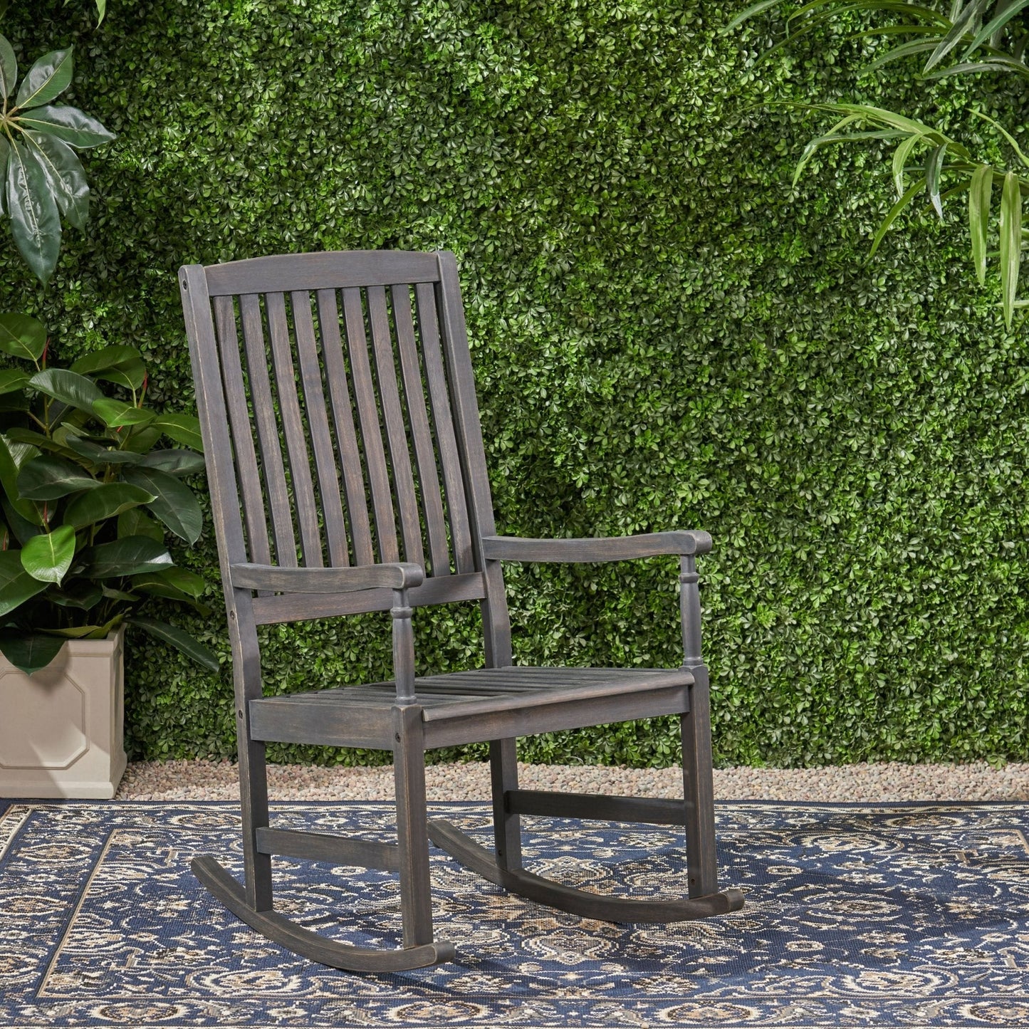 Muse Outdoor Acacia Rocking Chair with Slat Design