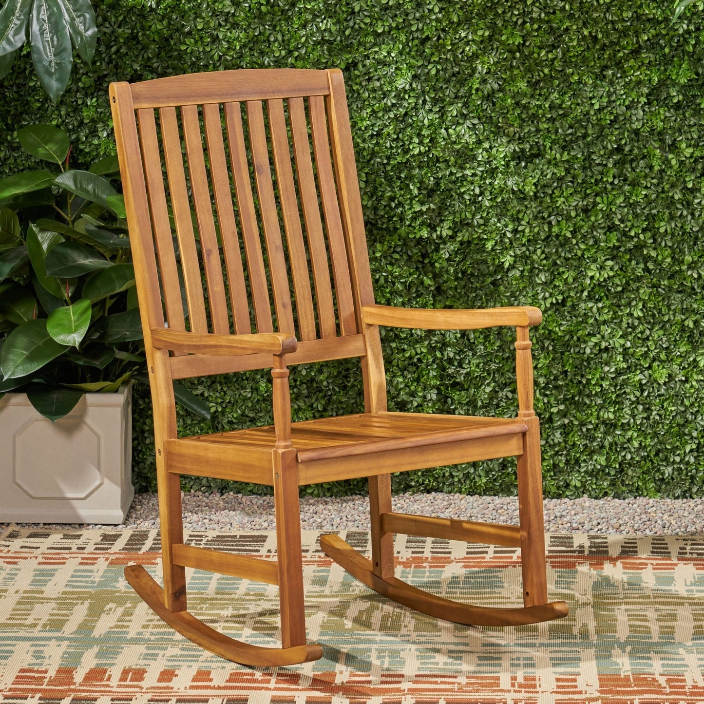Muse Outdoor Acacia Rocking Chair with Slat Design