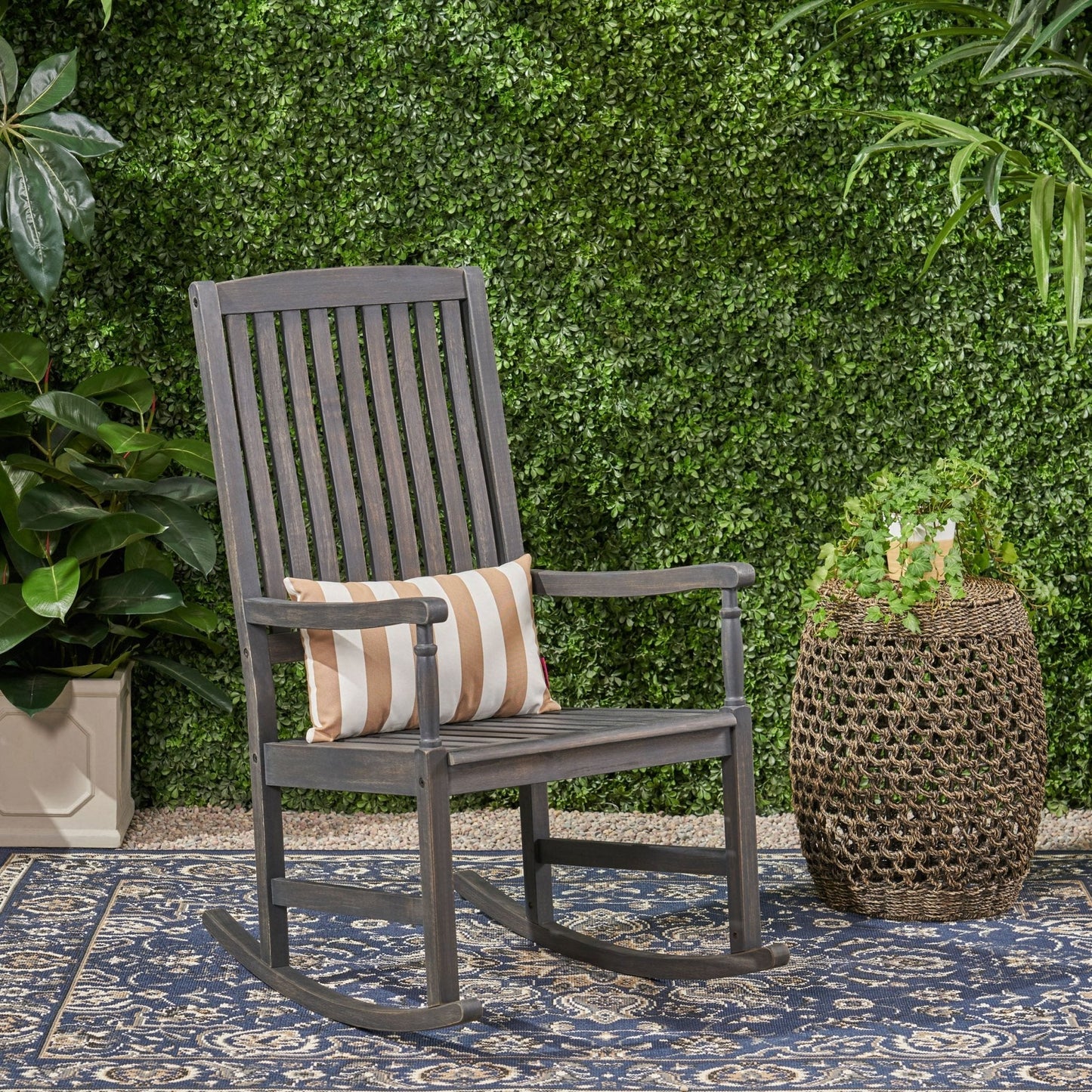 Muse Outdoor Acacia Rocking Chair with Slat Design