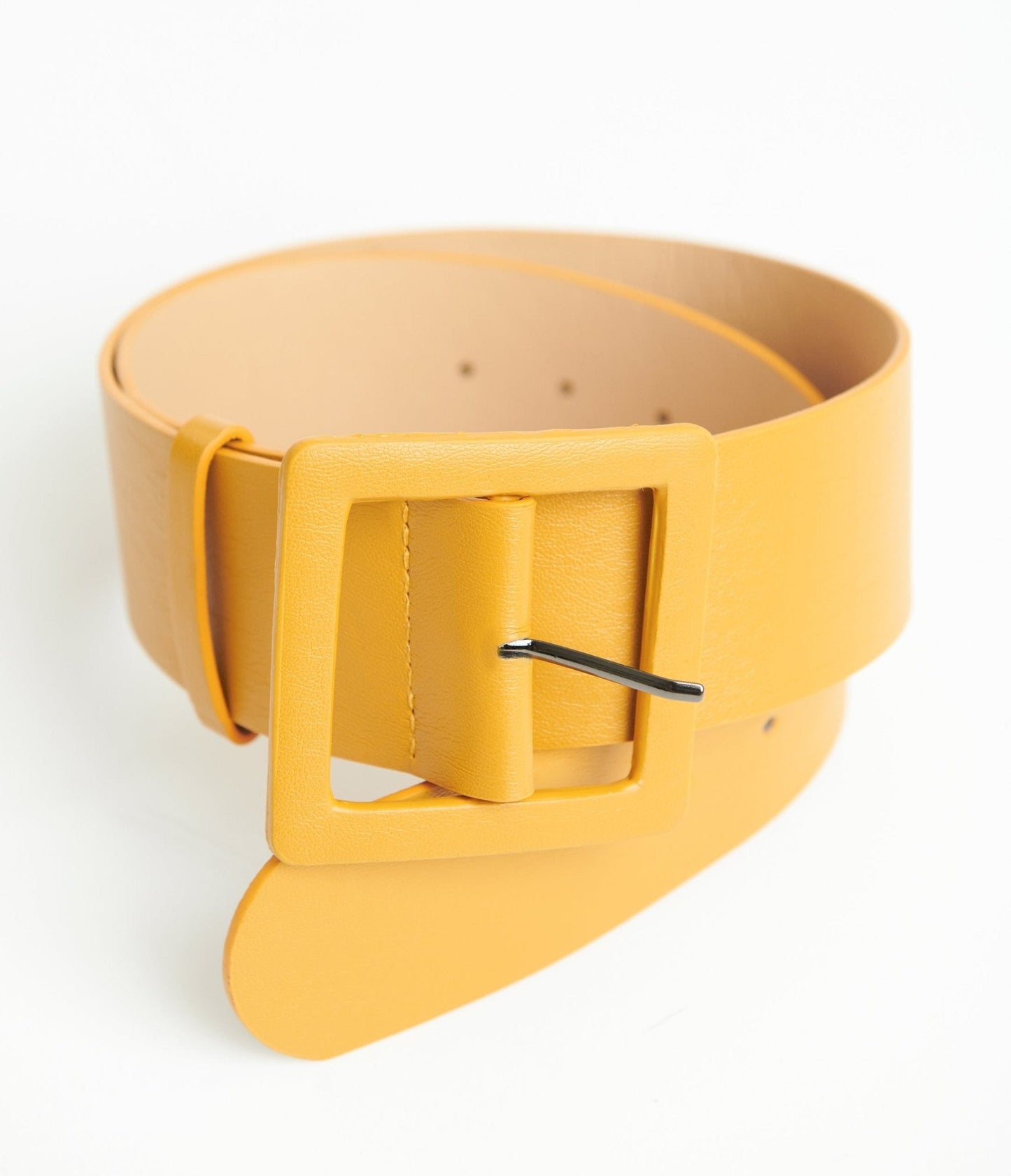 Mustard Leatherette Wide Belt