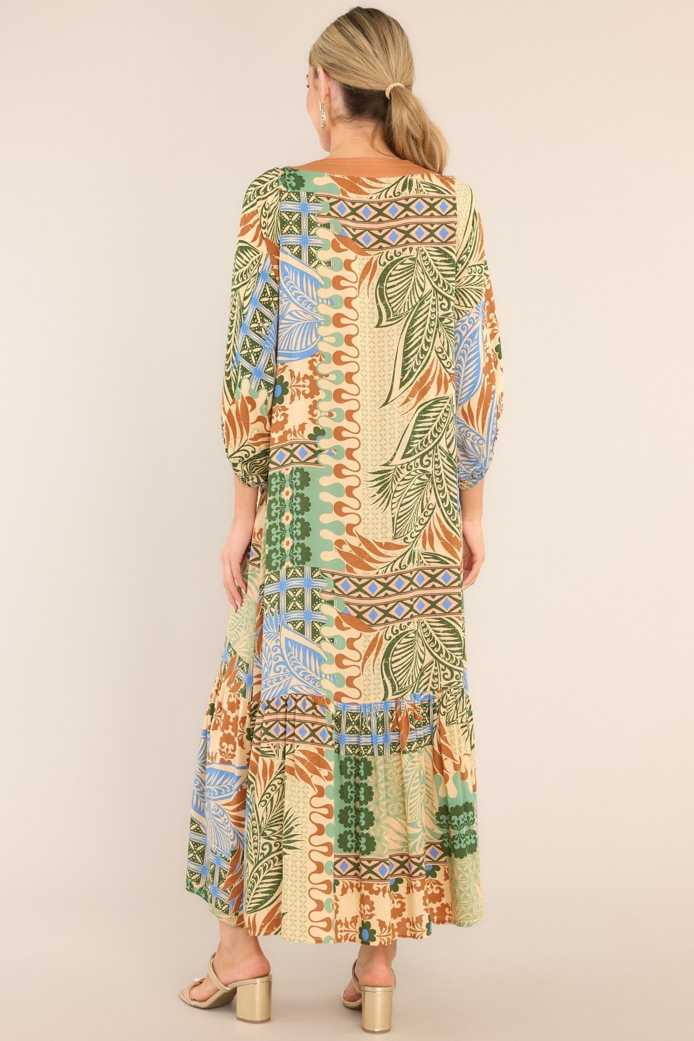 My Work Of Art Beige Button Front Maxi Dress