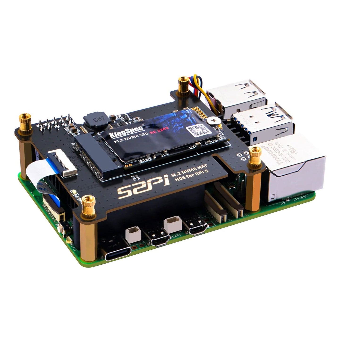 M.2 PCIe to 2230/2242 NVMe Top Extension Adapter Board for Raspberry Pi 5 (N05)