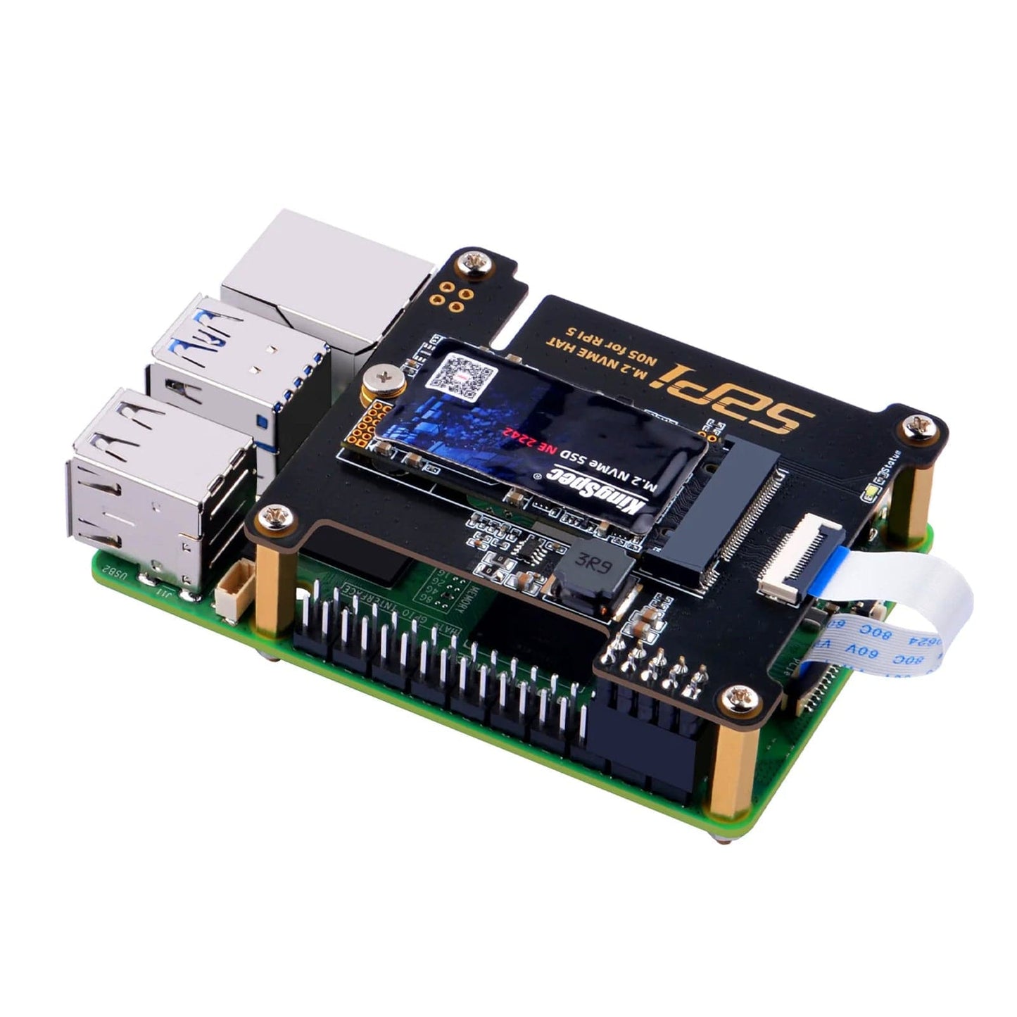 M.2 PCIe to 2230/2242 NVMe Top Extension Adapter Board for Raspberry Pi 5 (N05)