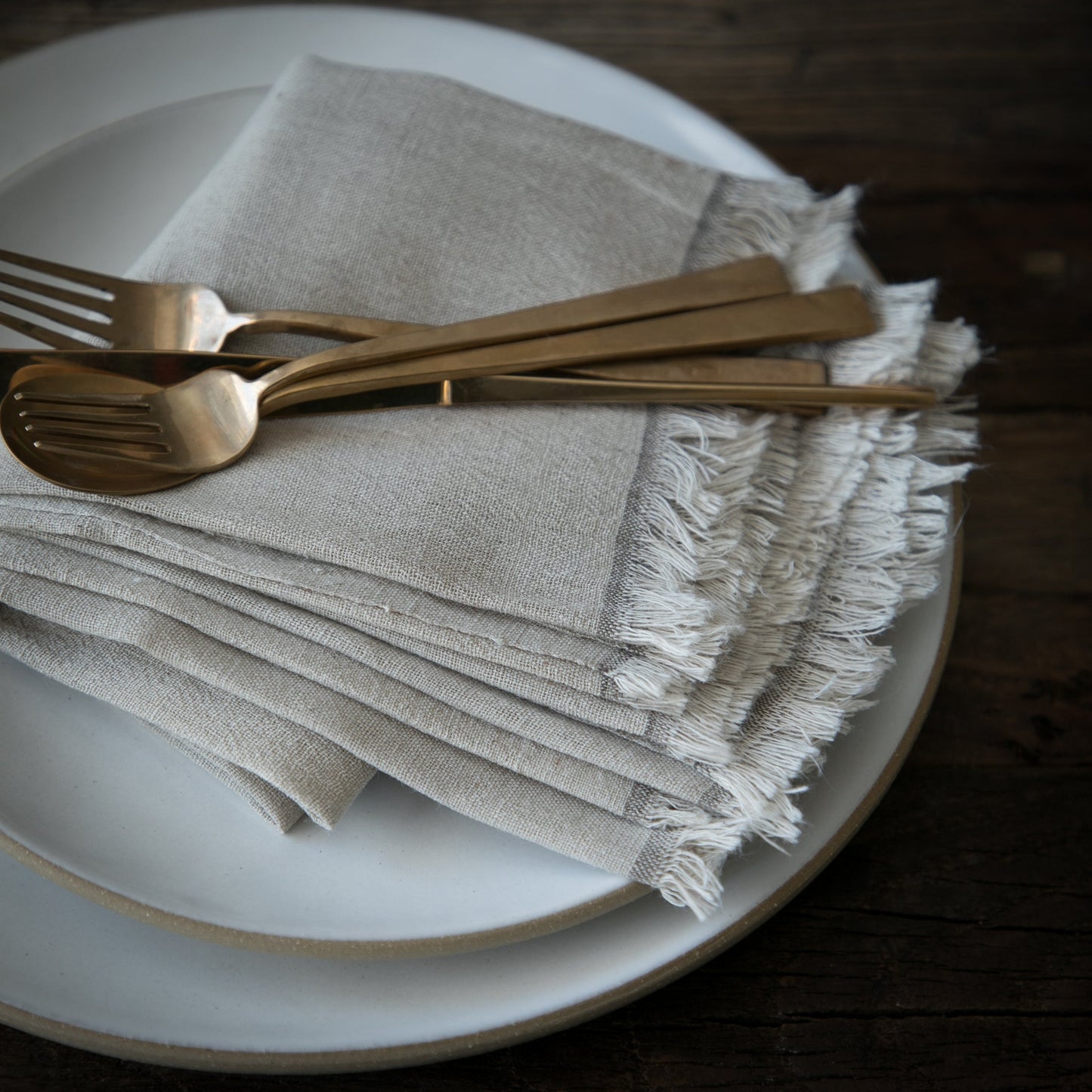 Dove Gray Napkins / Fringe {Tight Weave}
