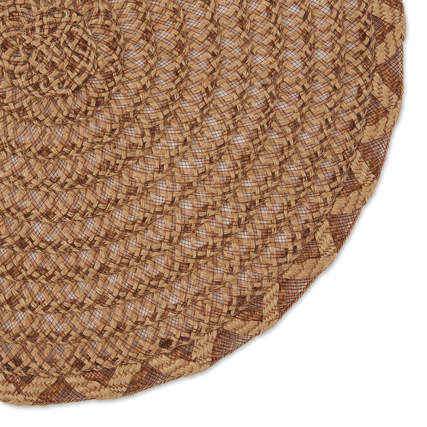 Natural Lattice Woven Polyester Round Placemats, Set Of 6