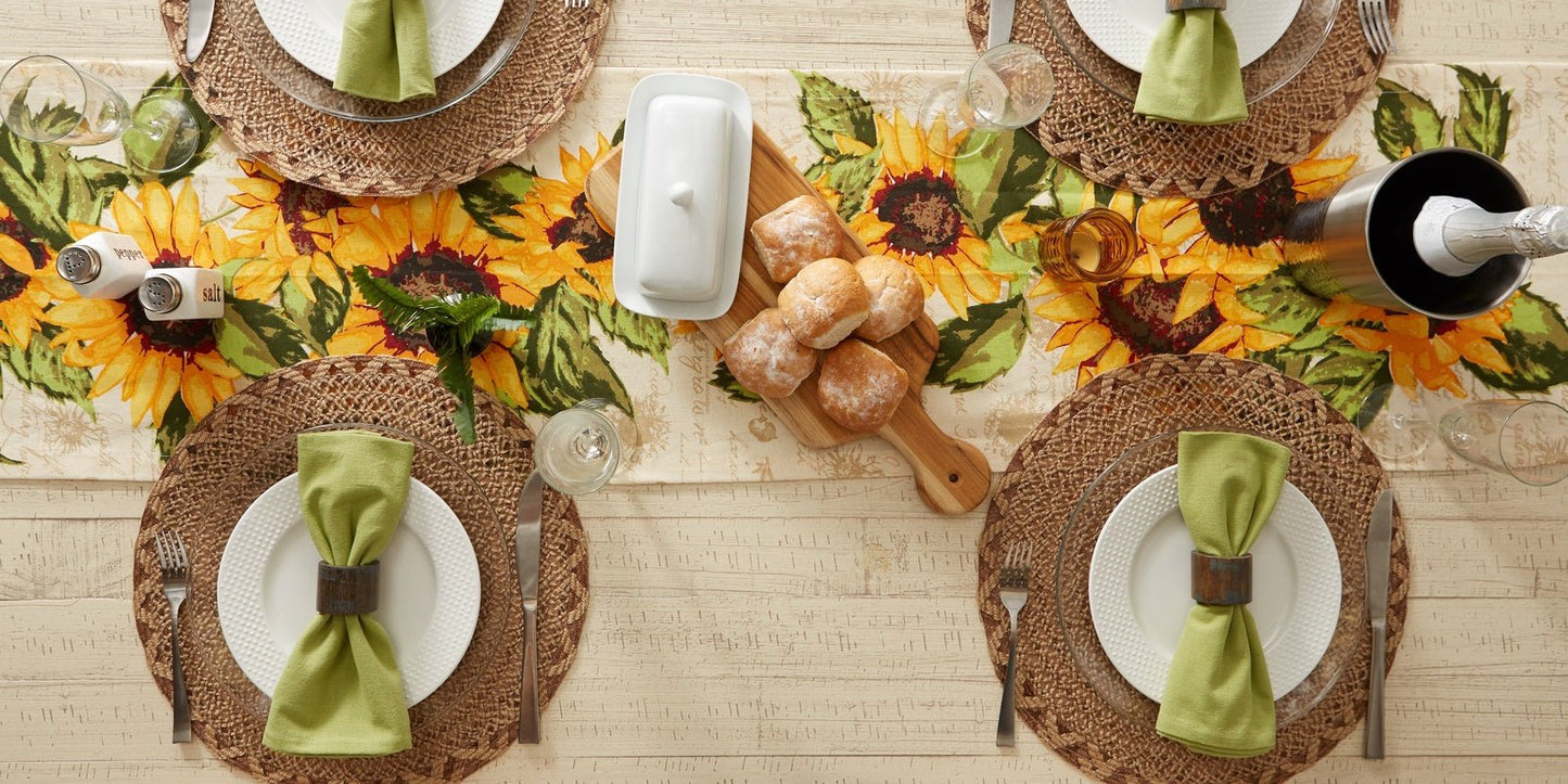 Natural Lattice Woven Polyester Round Placemats, Set Of 6
