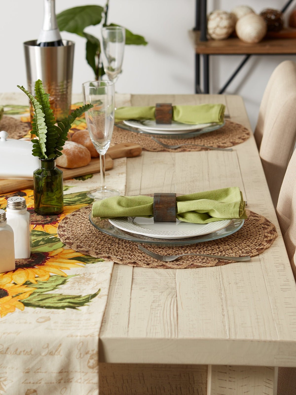 Natural Lattice Woven Polyester Round Placemats, Set Of 6