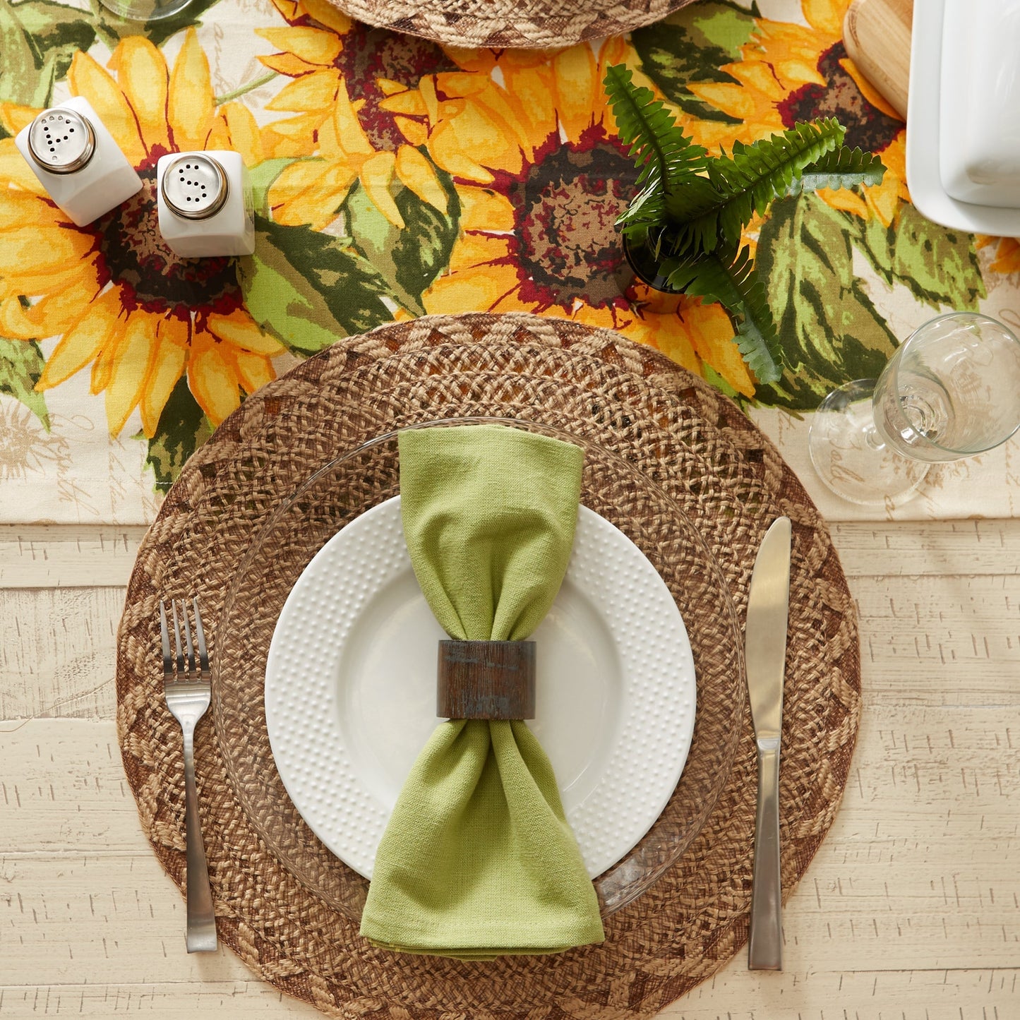 Natural Lattice Woven Polyester Round Placemats, Set Of 6